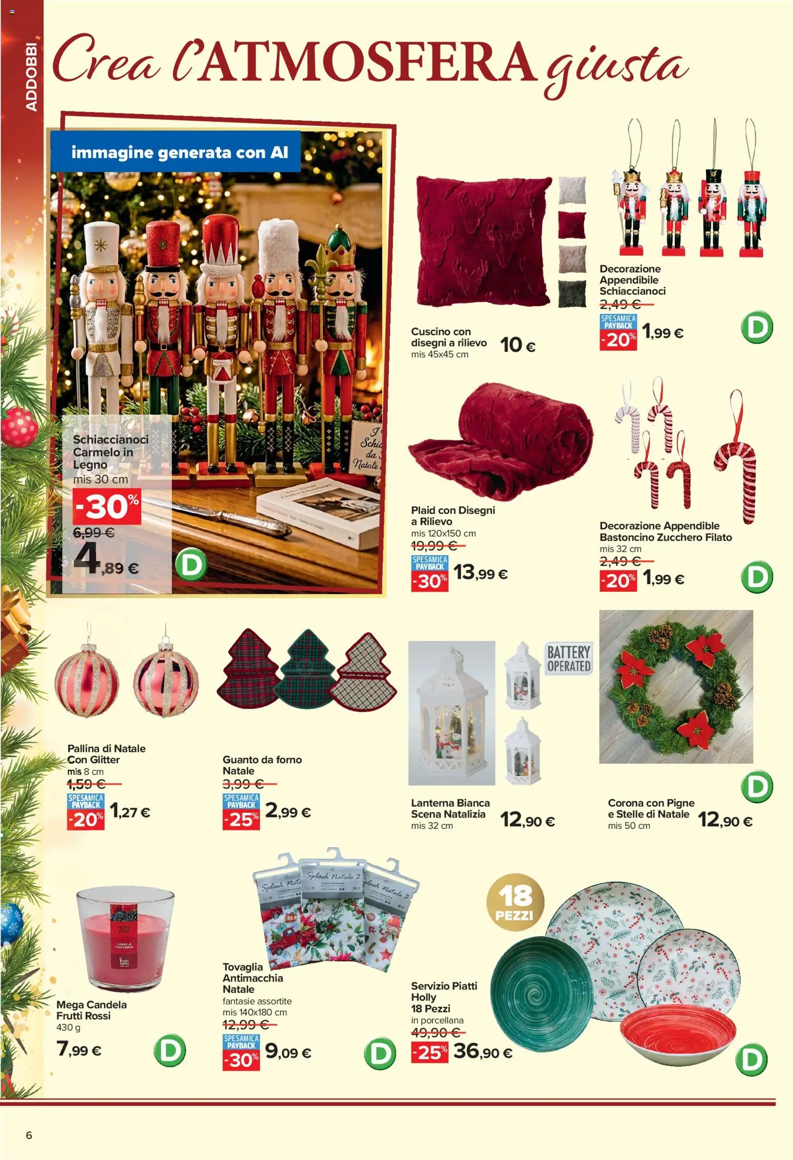 Volantino Carrefour del 02/11/2026 | Pagina: 6 | Prodotti: Zucchero, Cuscino, Tovaglia, Decorazione