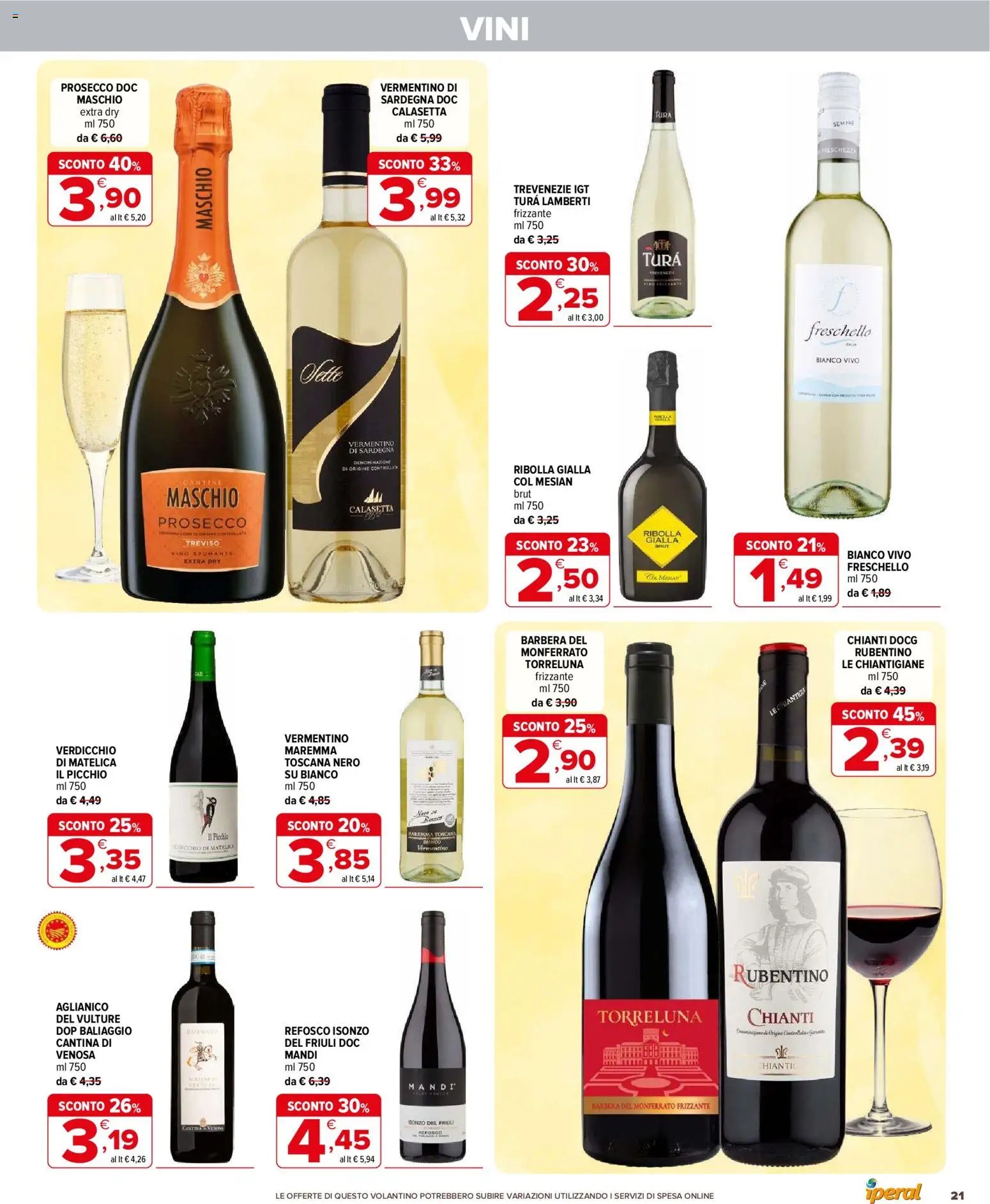 Volantino Iperal del 20.05.2026 | Pagina: 21 | Prodotti: Prosecco, Vino, Spumante