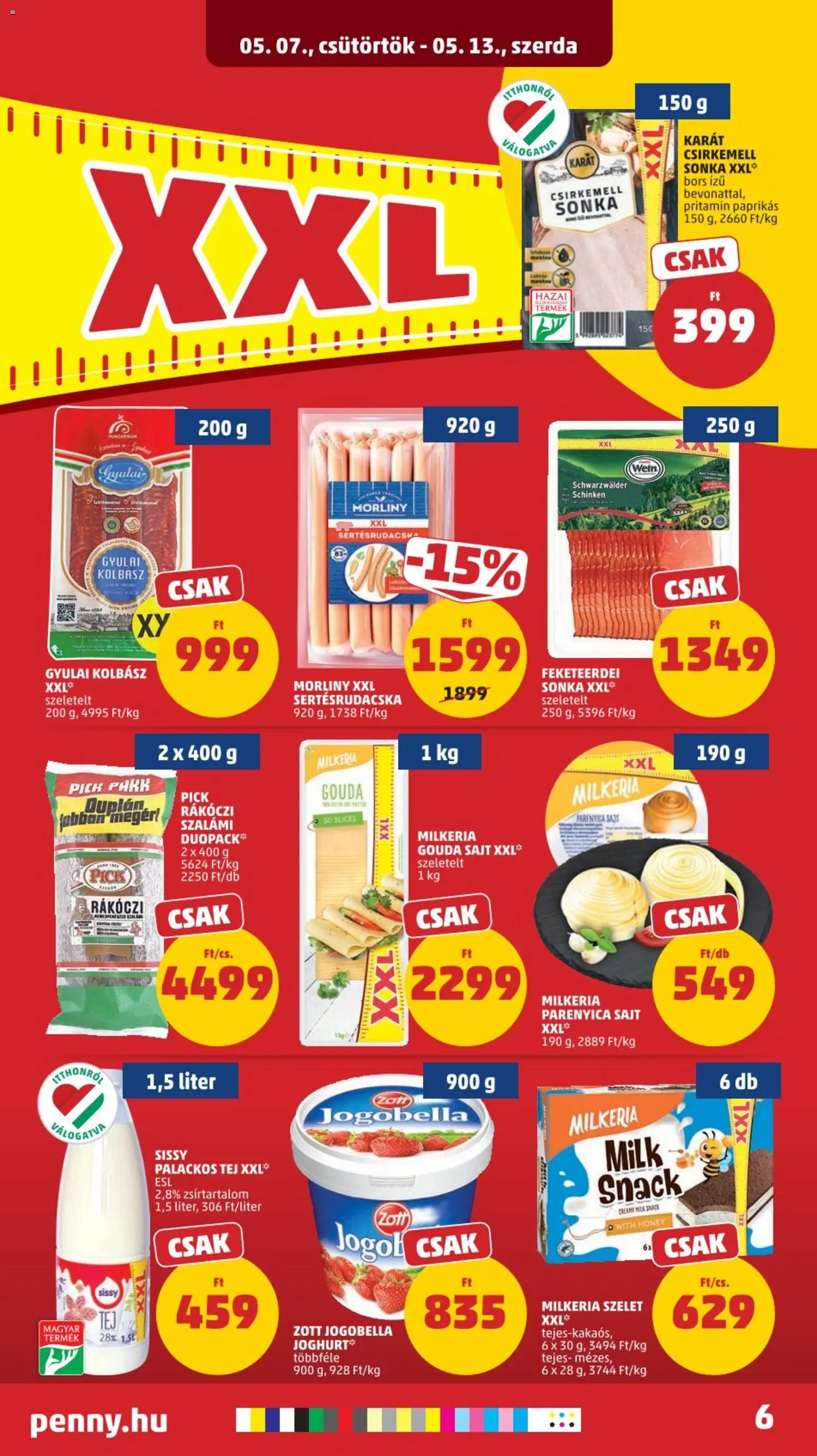 PENNY akciós ujság - amely érvényes a következő dátumtól: 07.05.2026 | Oldal: 8 | Termékek: Rákóczi szalámi, Pick, Gouda, Csirkemell