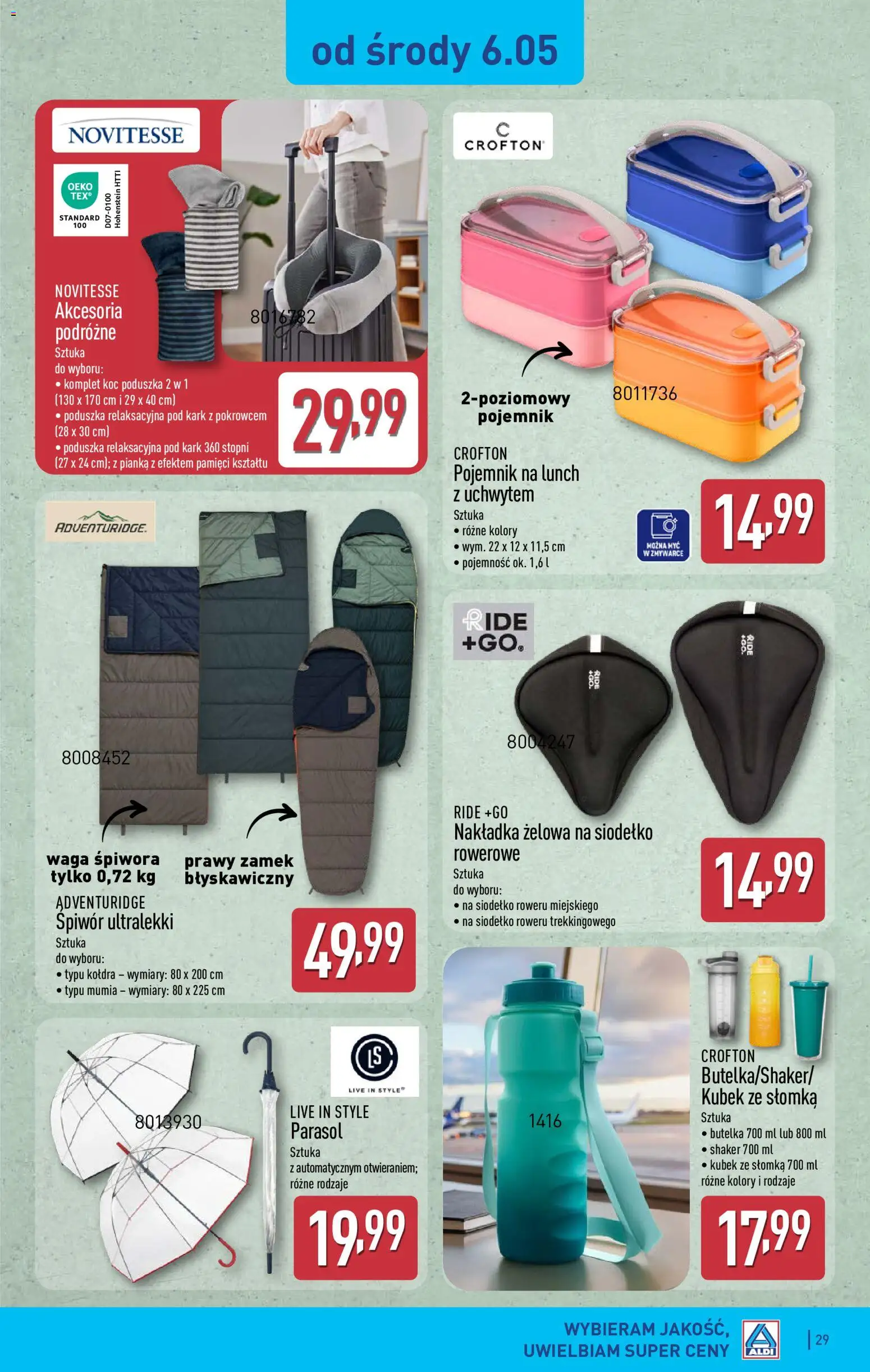 Aldi gazetka od 04.05.2026 | Strona: 29 | Produkty: Parasol, Waga, Poduszka, Koc