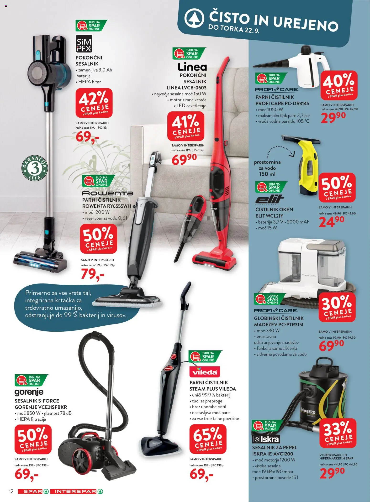 Novi Spar katalog ponudbe – veljaven od 09.09.2026 | Stran: 12 | Izdelki: Baterija, Krtaca, Sesalnik