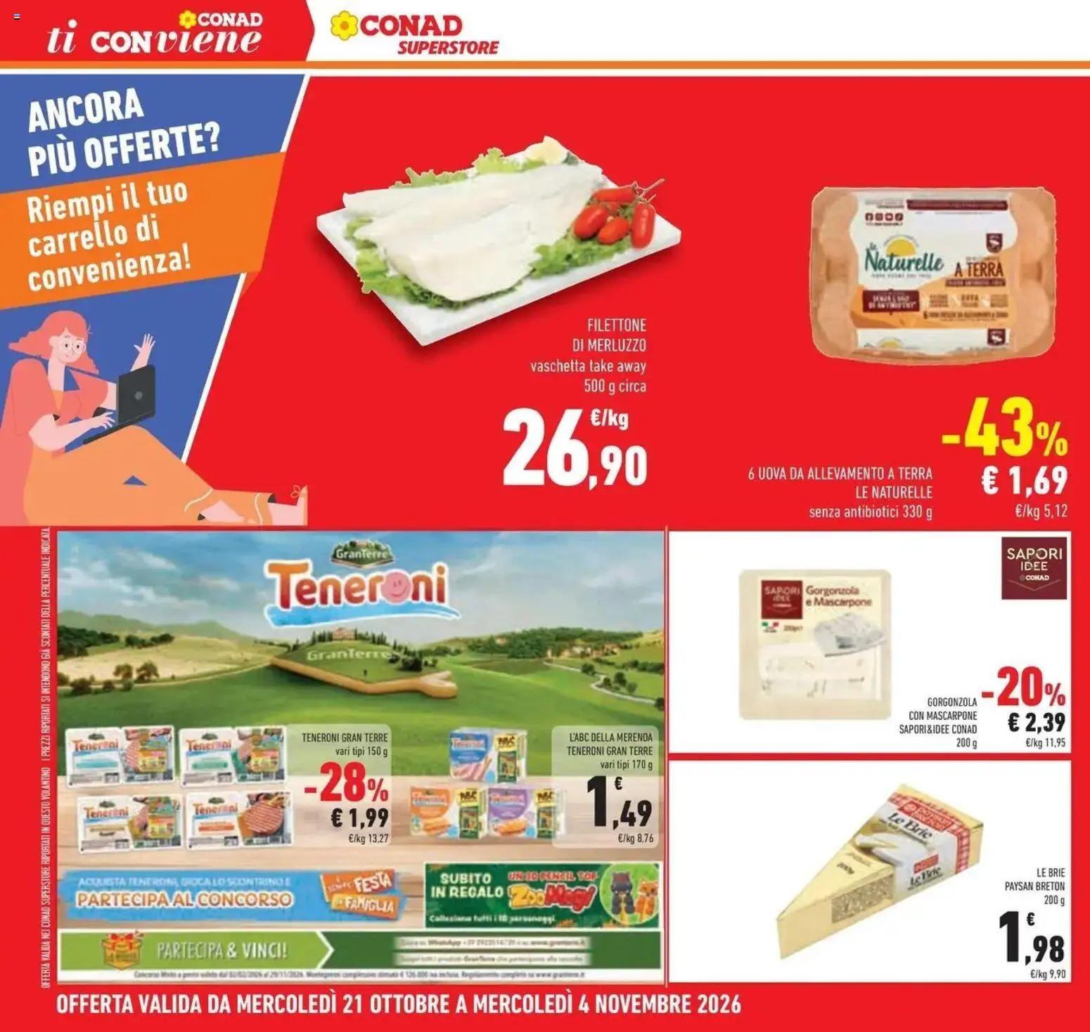 Anteprima volantino Conad dal 21/10/2026 prossima settimana | Pagina: 30 | Prodotti: Uova, Filetto, Carrello, Terra