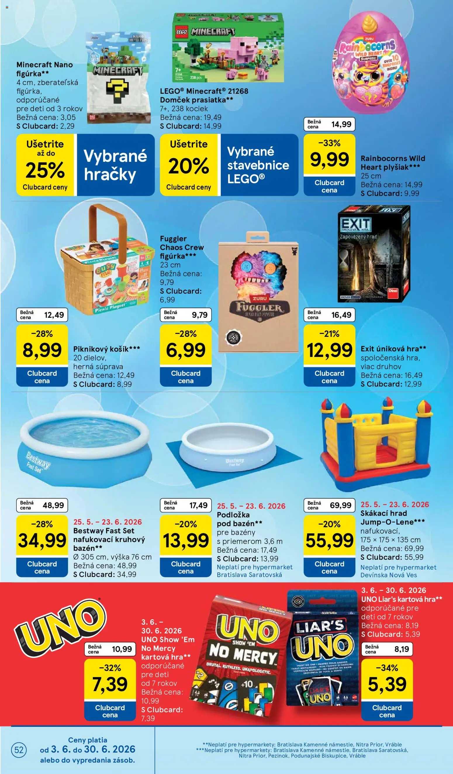 Nové Tesco akcie – leták je platný od 17.06.2026 | Strana: 52 | Produkty: Bazény, LEGO, Bazén