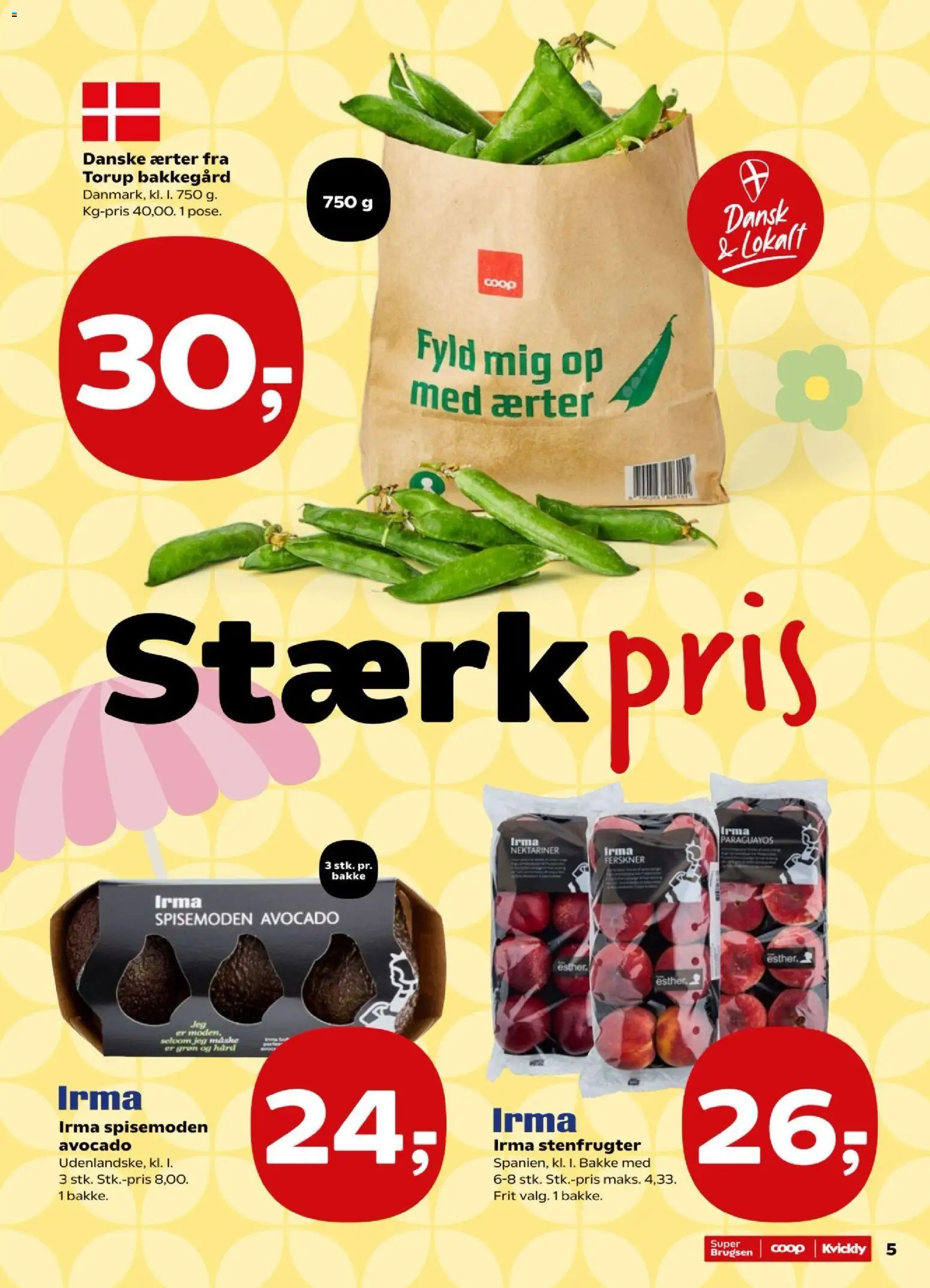 Kvickly tilbudsavis – gyldig fra 17/07/2026 | Side: 5 | Produkter: Maske, Ferskner, Avocado, Ærter