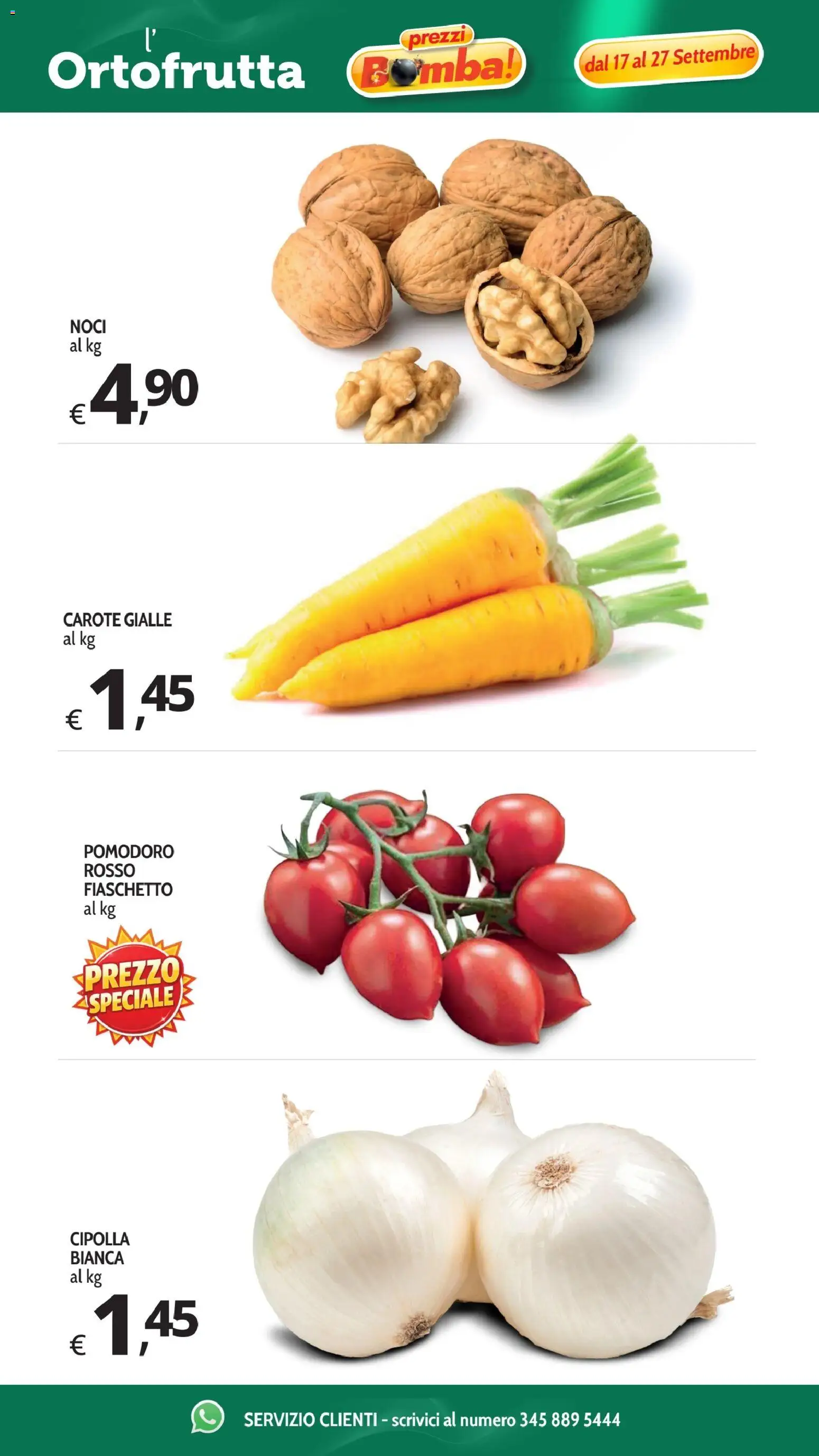 Volantino Primo Prezzo del 17/09/2026 | Pagina: 33 | Prodotti: Pomodoro, Carote, Noci, Cipolla
