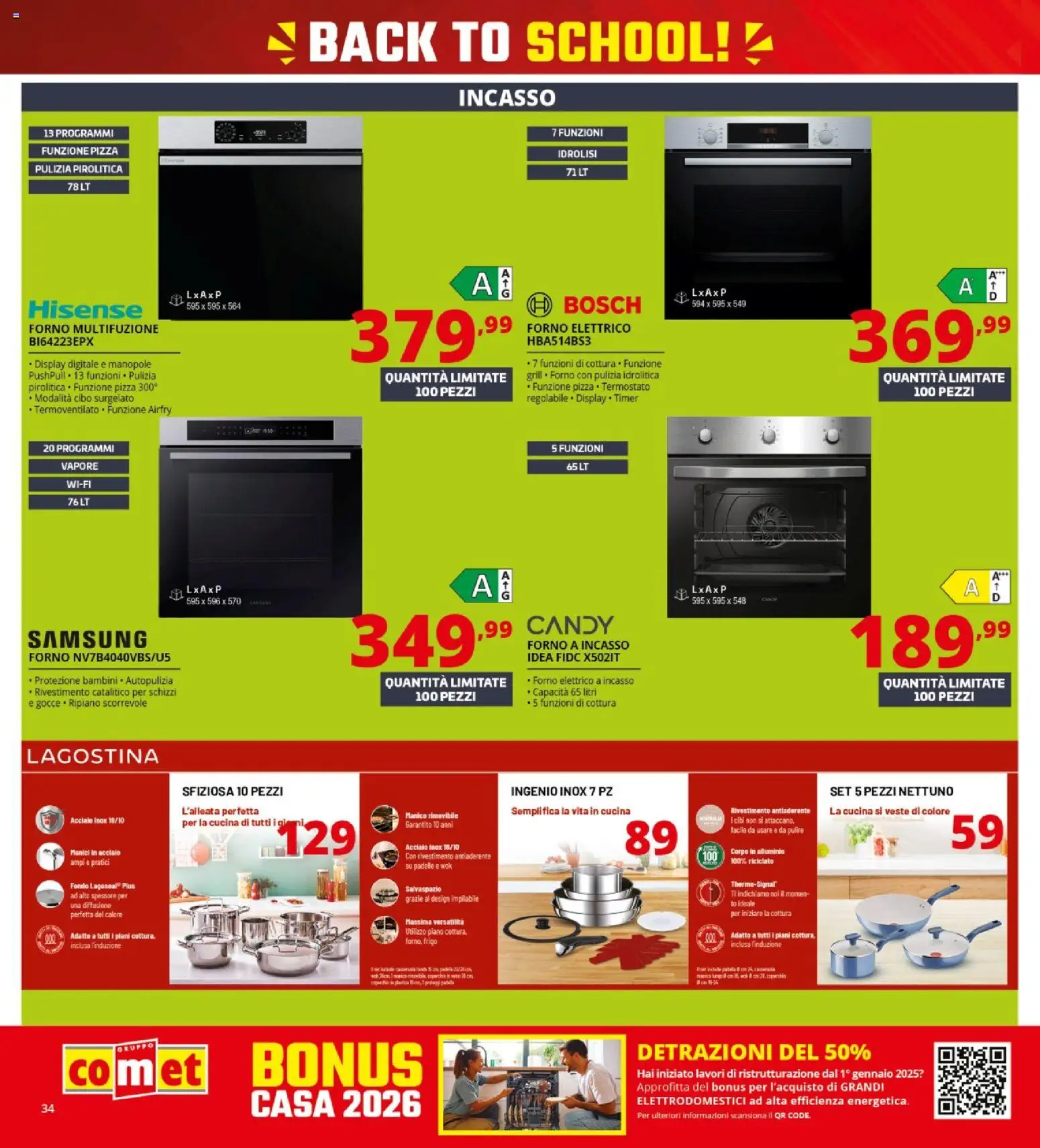 Volantino Comet del 10/09/2026 | Pagina: 34 | Prodotti: Forno, Alluminio, Forno elettrico, Samsung