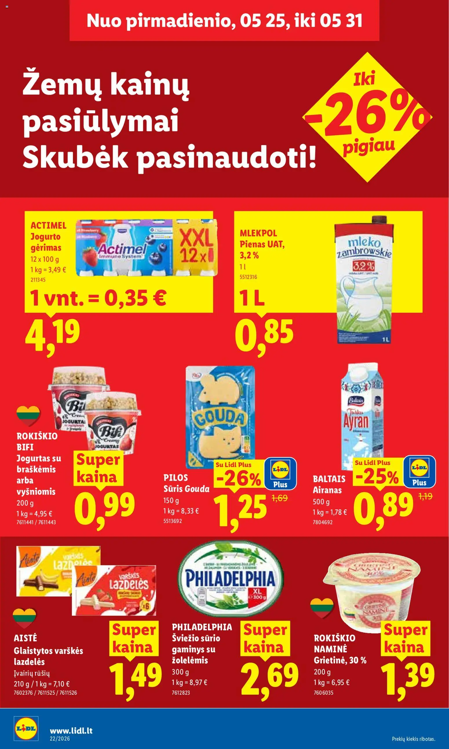 LIDL akcijos nuo 25.05.2026 | Puslapis: 12 | Prekių: Pienas, Jogurtas, Sūris