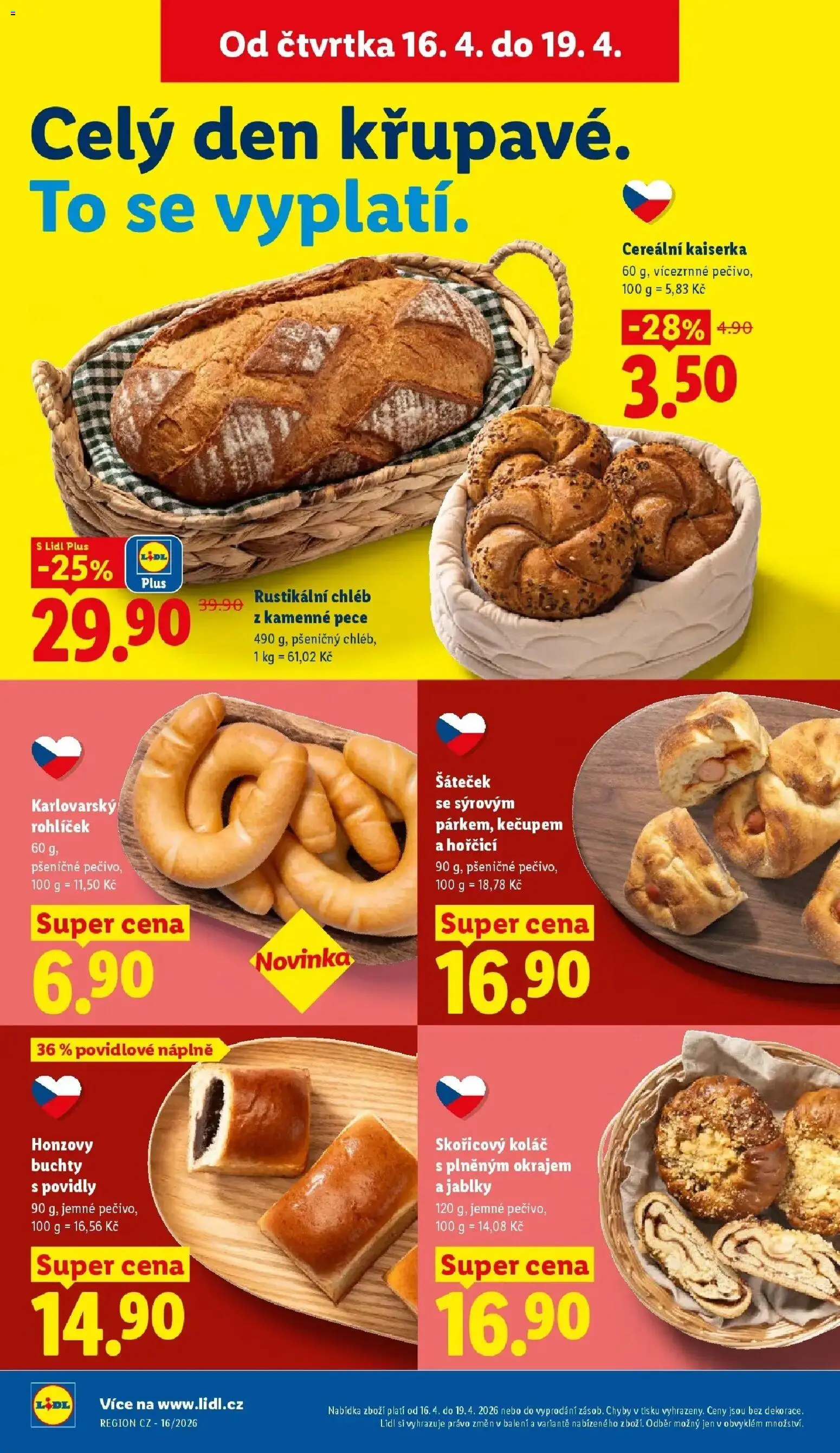 Lidl aktuální leták od 16.04.2026 | Strana: 12 | Produkty: Kaiserka, Chléb, Pečivo