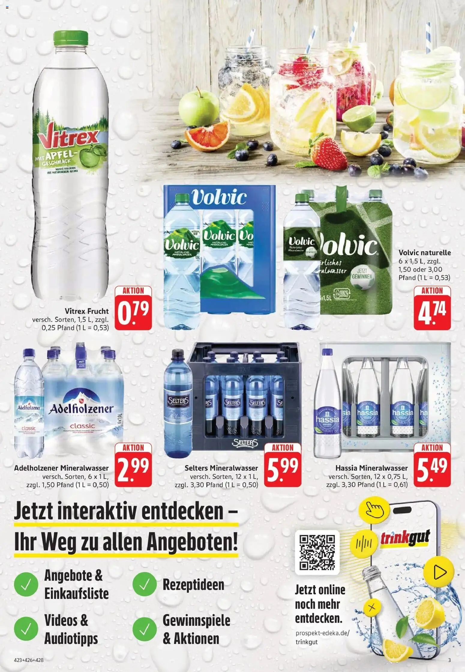 Trinkgut Prospekt Rüsselsheim – gültig ab 06.07.2026 | Seite: 3 | Produkte: Adelholzener, Äpfel, Mineralwasser, Volvic