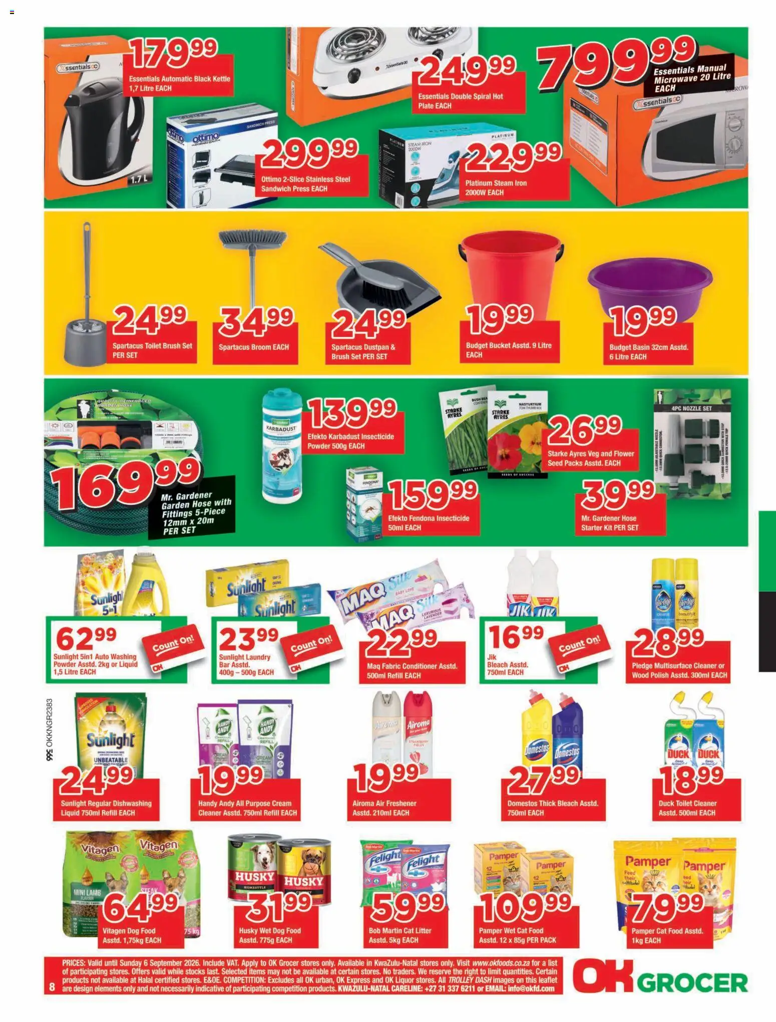 New OK Foods catalogue – valid from 25/08/2026 | Page: 8 | Products: Bleach, Broom, Brush, Cream