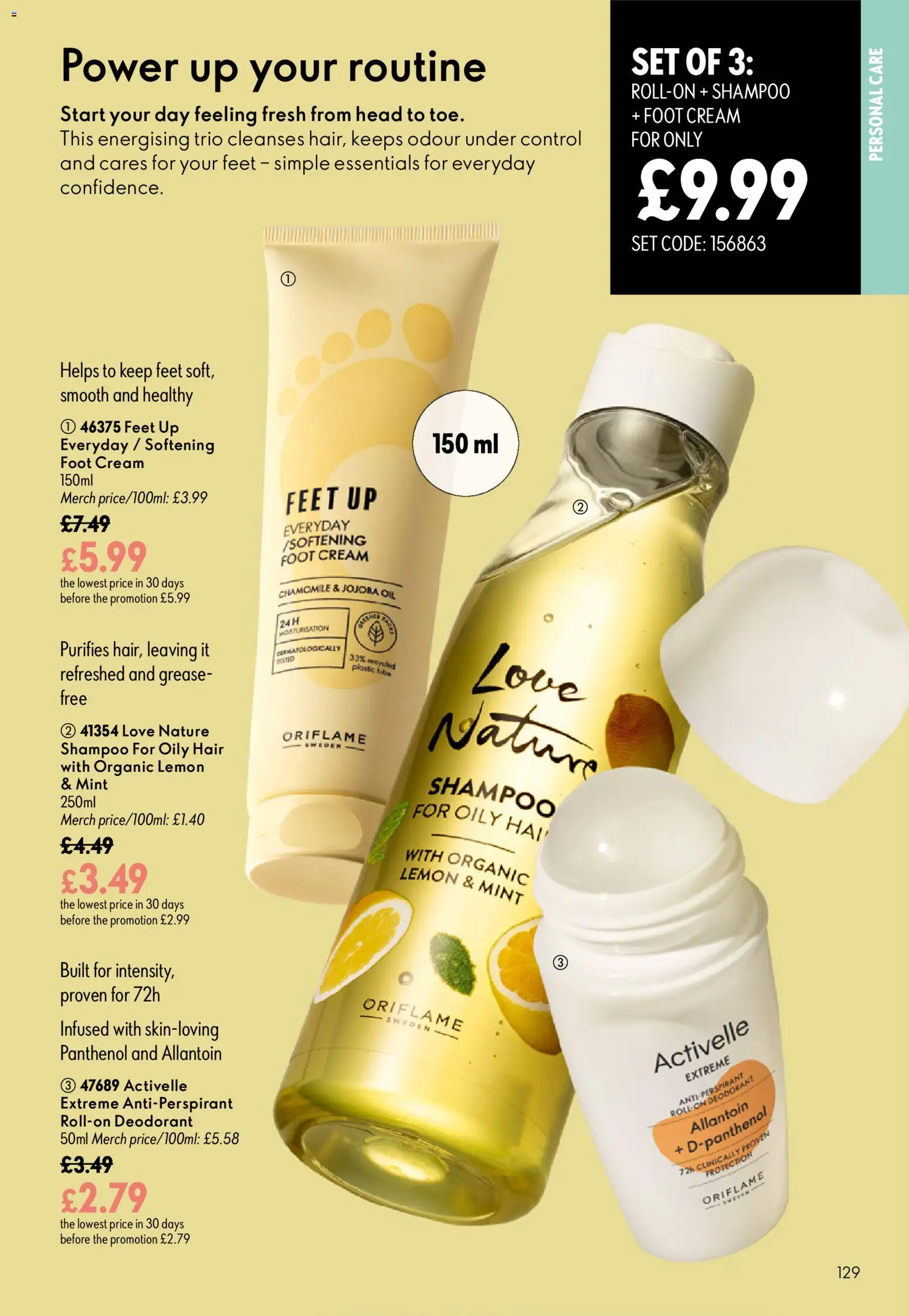 {H1} | Page: 129 | Products: Shampoo, Deodorant, Cream, Lemon