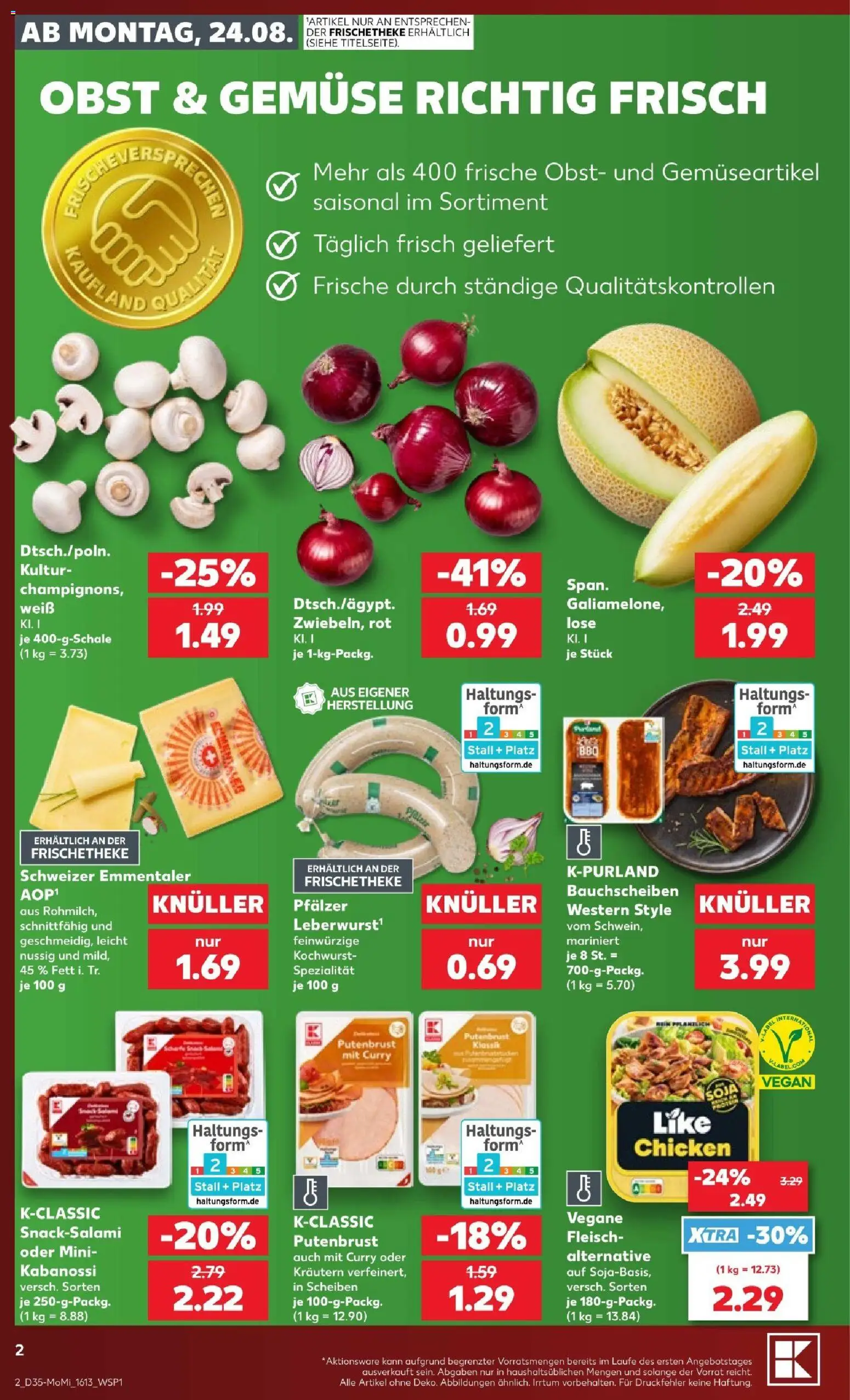 Kaufland Prospekt Hannover – gültig ab 24.08.2026 | Seite: 2 | Produkte: Putenbrust, Gemüse, Obst, Fleisch