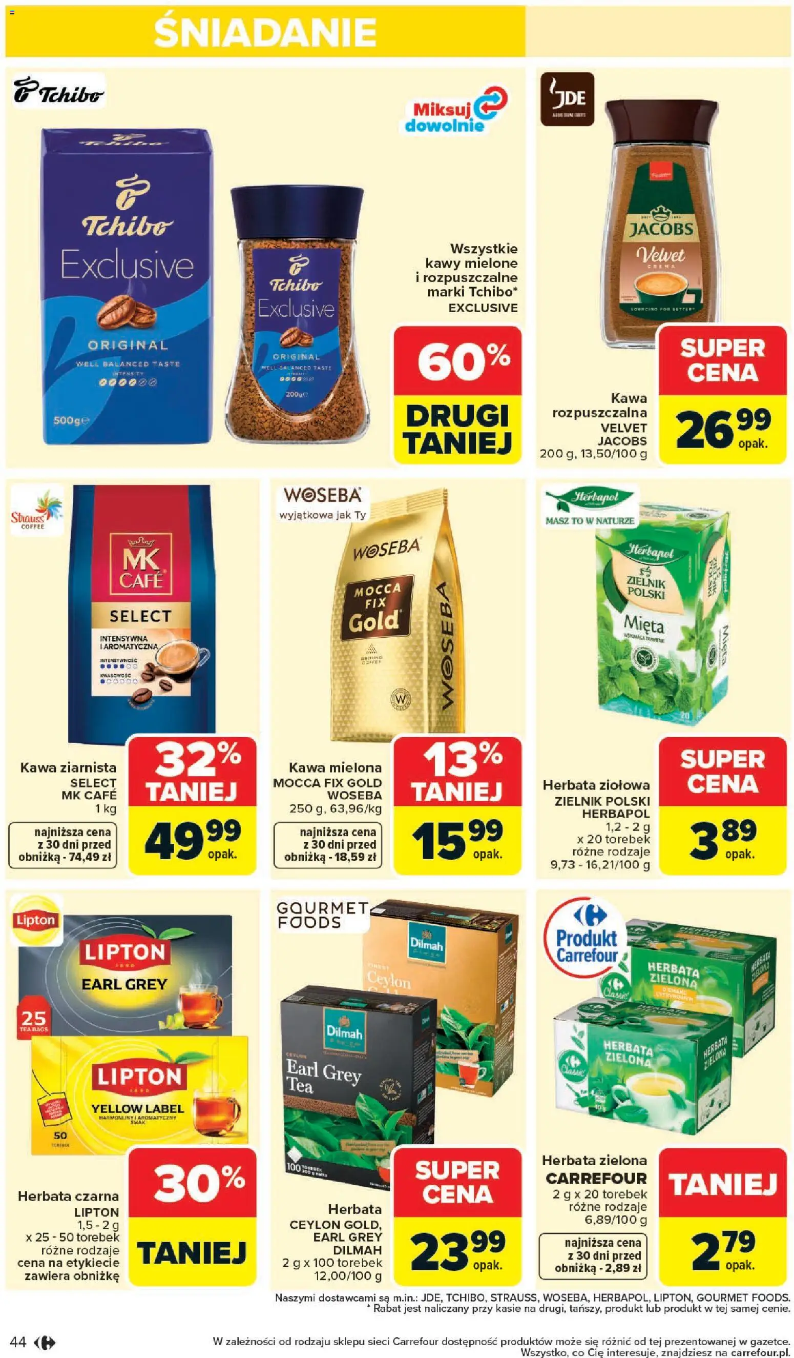 Carrefour gazetka - Zmieniliśmy Się Dla Ciebie od 25.05.2026 | Strona: 44 | Produkty: Kawa ziarnista, Herbata lipton, Kawa, Herbata