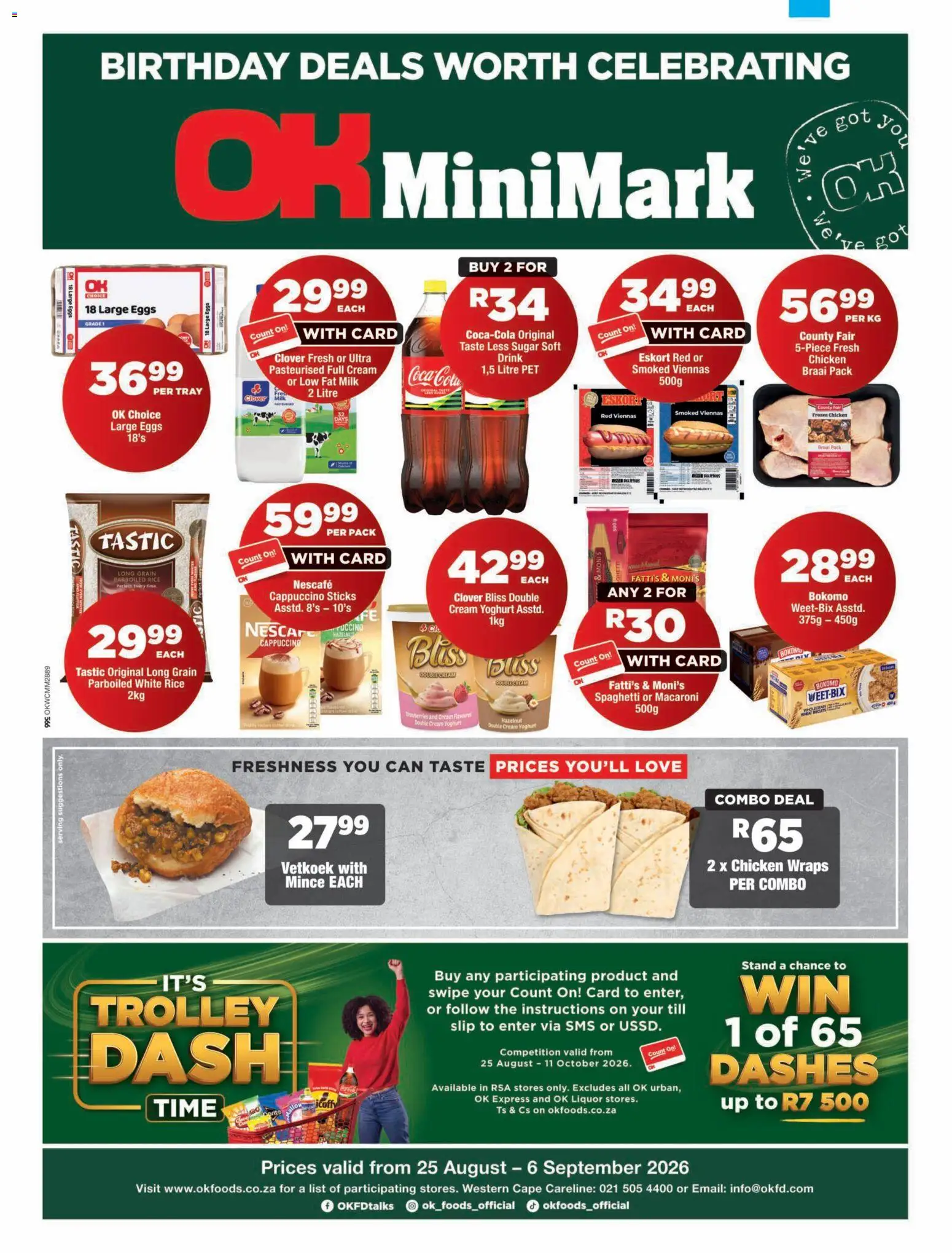 New OK Foods catalogue – valid from 25/08/2026 | Page: 1 | Products: Tray, Eggs, Chicken, Cream