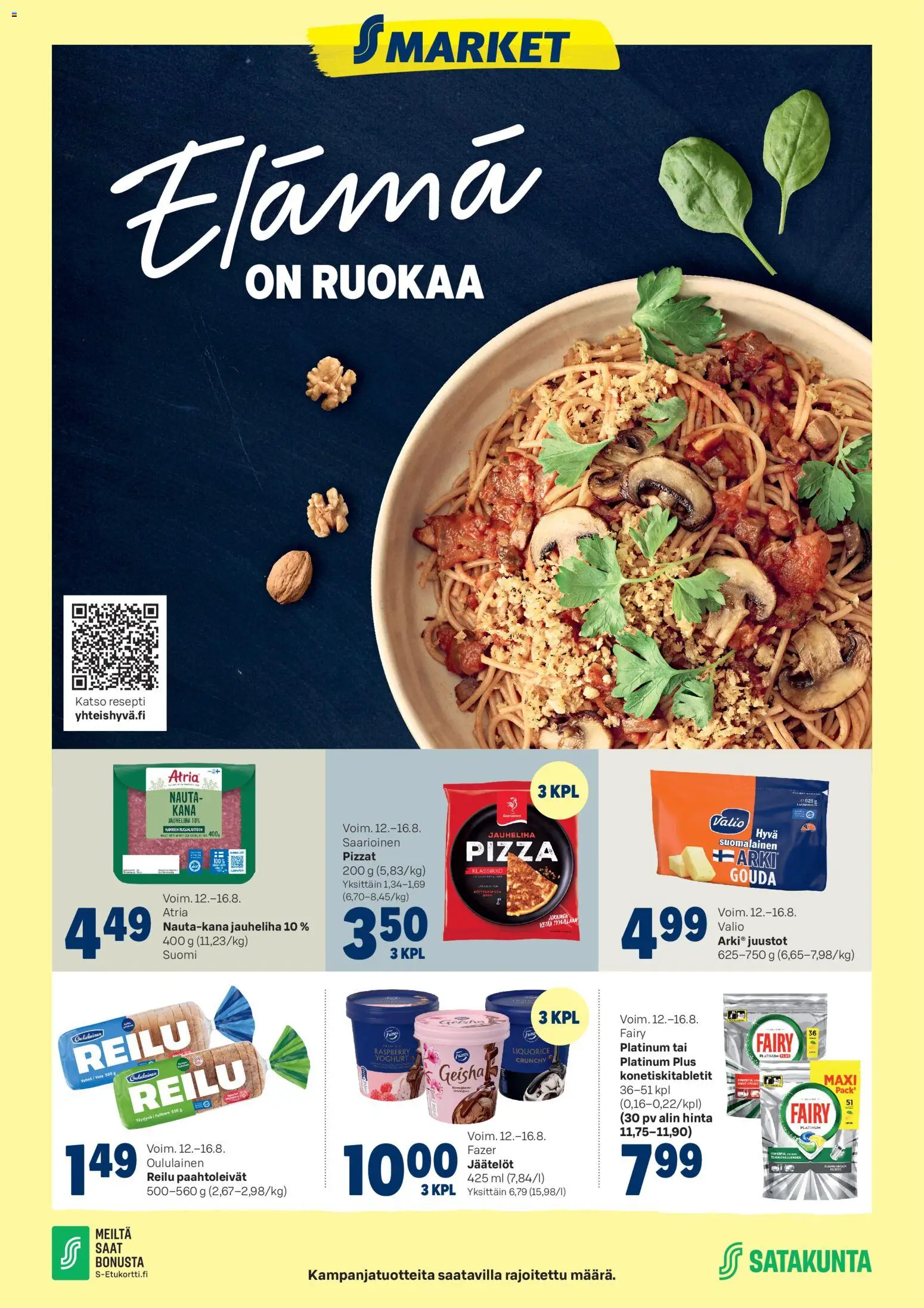 S-market tarjoukset – voimassa 12/06/2026 alkaen | Sivu: 1 | Tuotteet: Jauheliha, Kana, Pizza