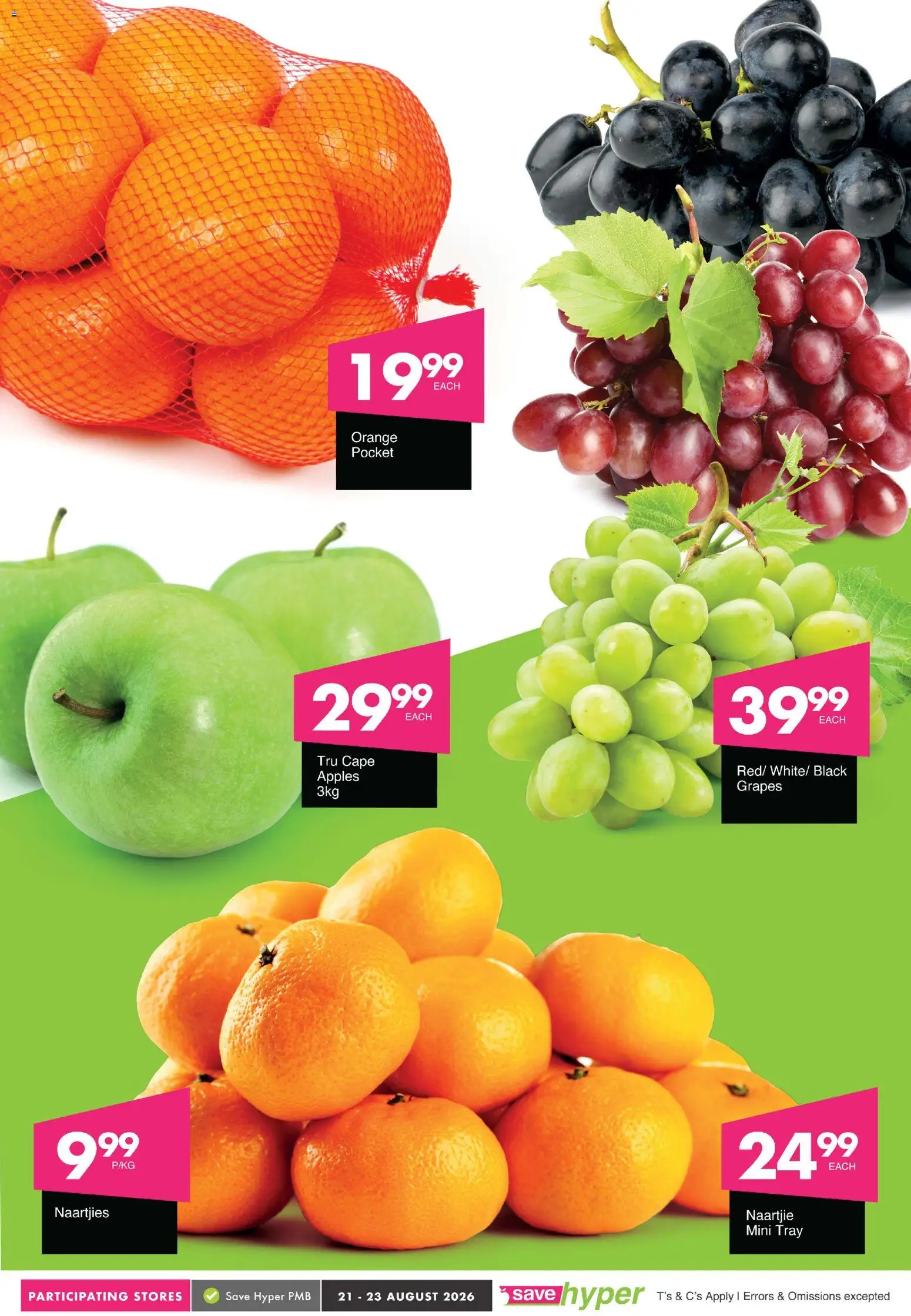New Save catalogue – valid from 21/08/2026 | Page: 5 | Products: Tray, Apples, Grapes