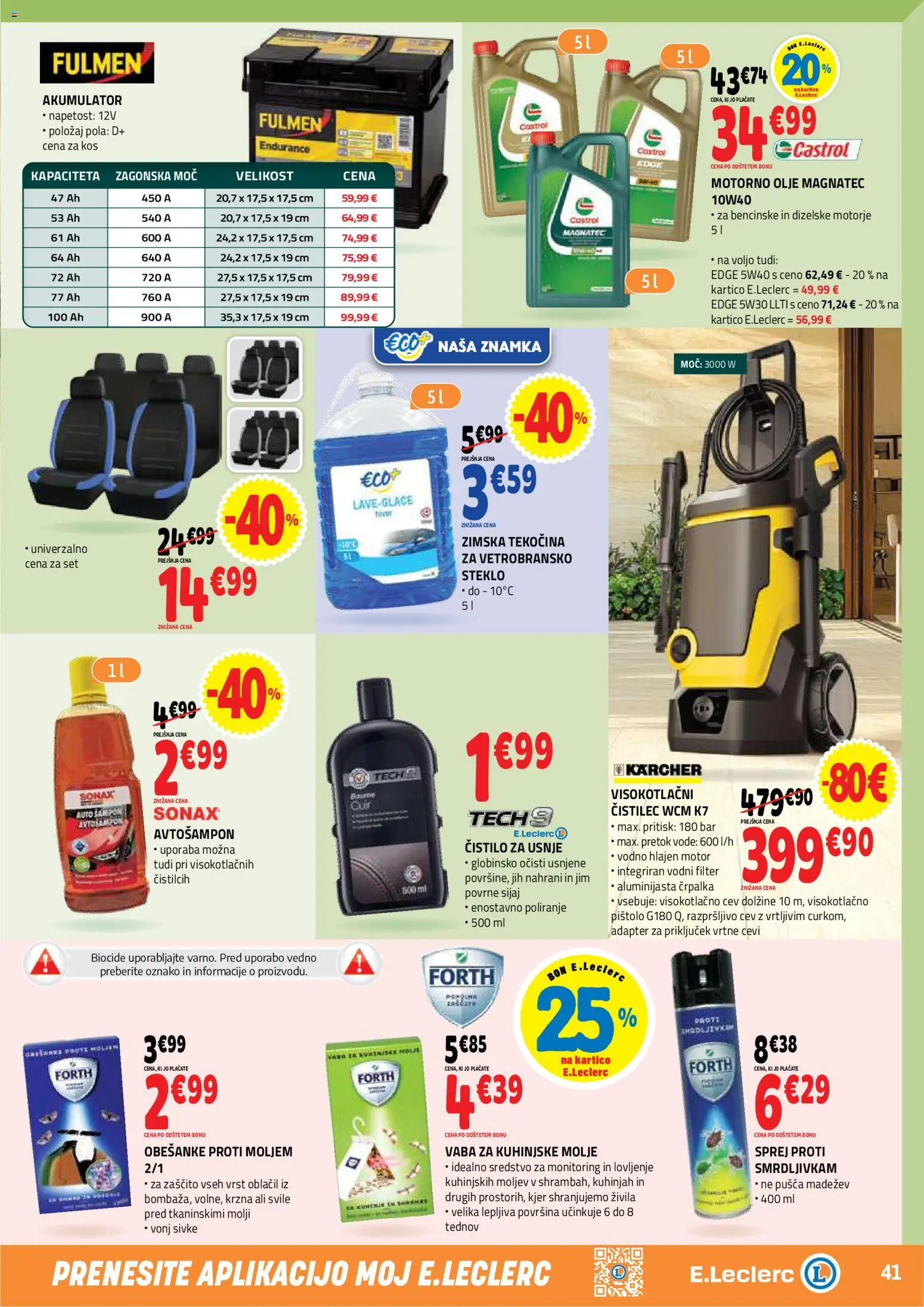 Novi E.leclerc katalog ponudbe – veljaven od 23.09.2026 | Stran: 41 | Izdelki: Črpalka, Sampon, Akumulator, Olje