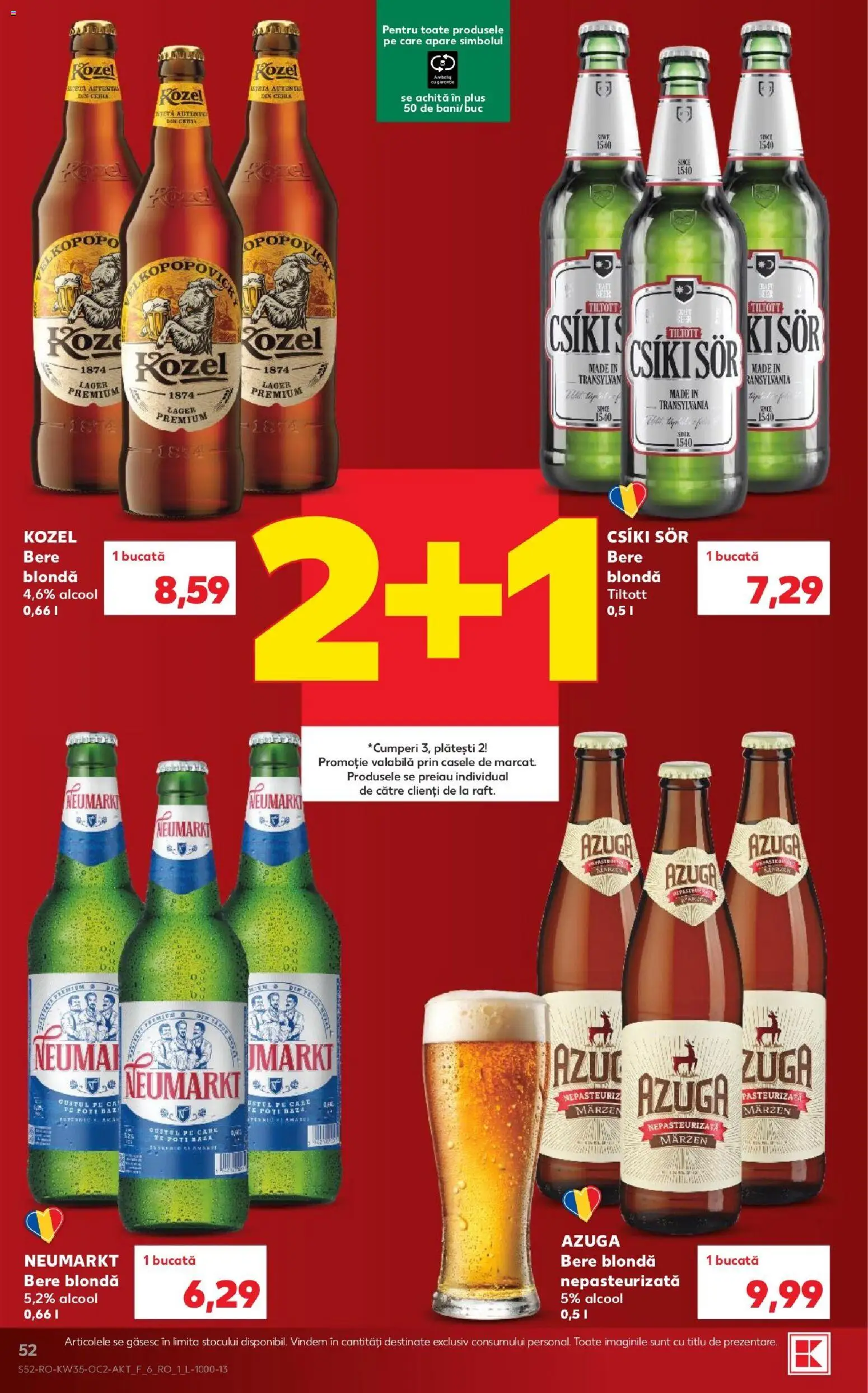 Noul catalog Kaufland – valabil de la 26.08.2026 | Pagină: 52 | Produse: Premium, Bere, Plus