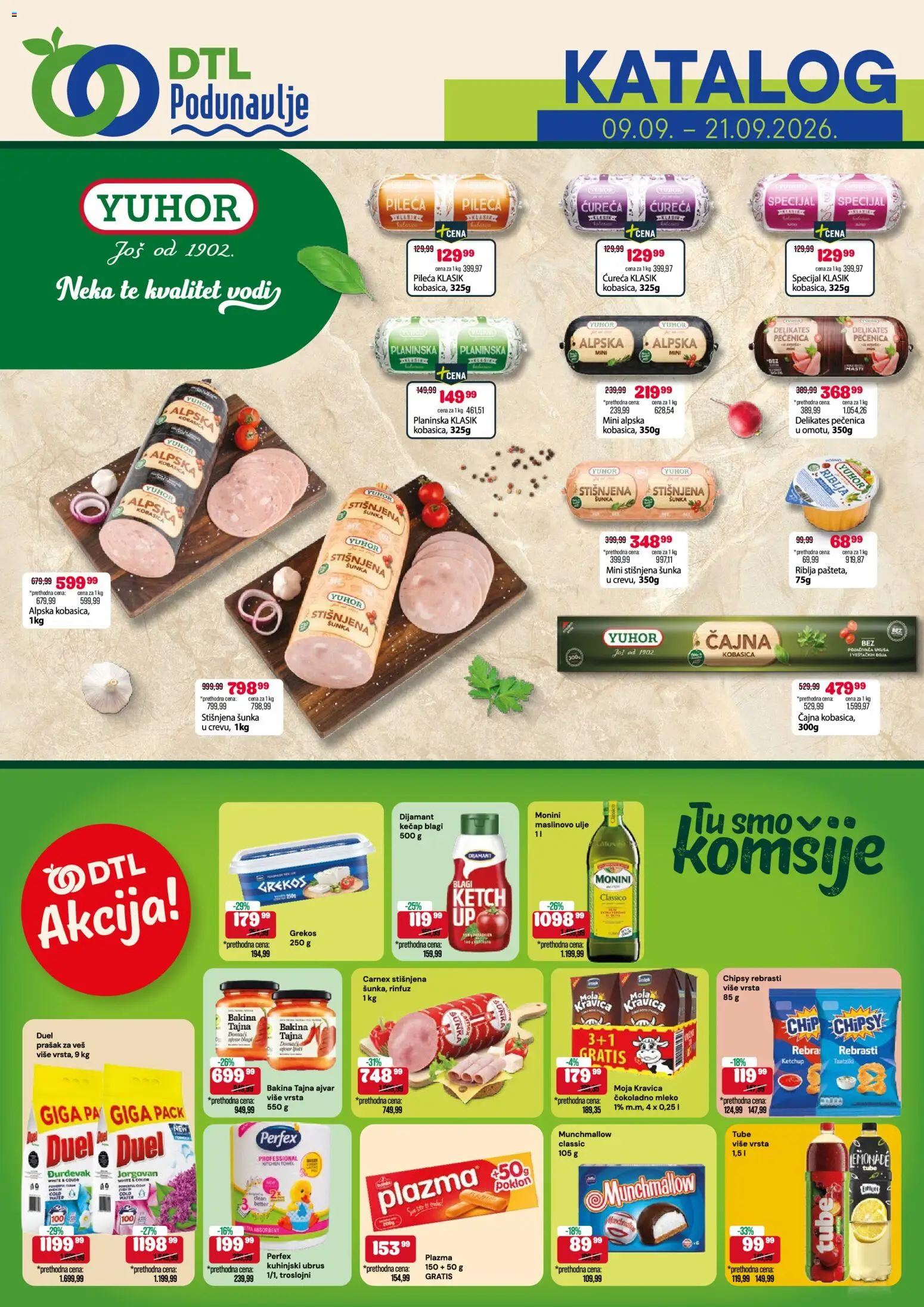 Podunavlje katalog - važi od 09.09.2026 | Strana: 1 | Proizvode: Kečap, Ulje, Maslinovo ulje, Pečenica
