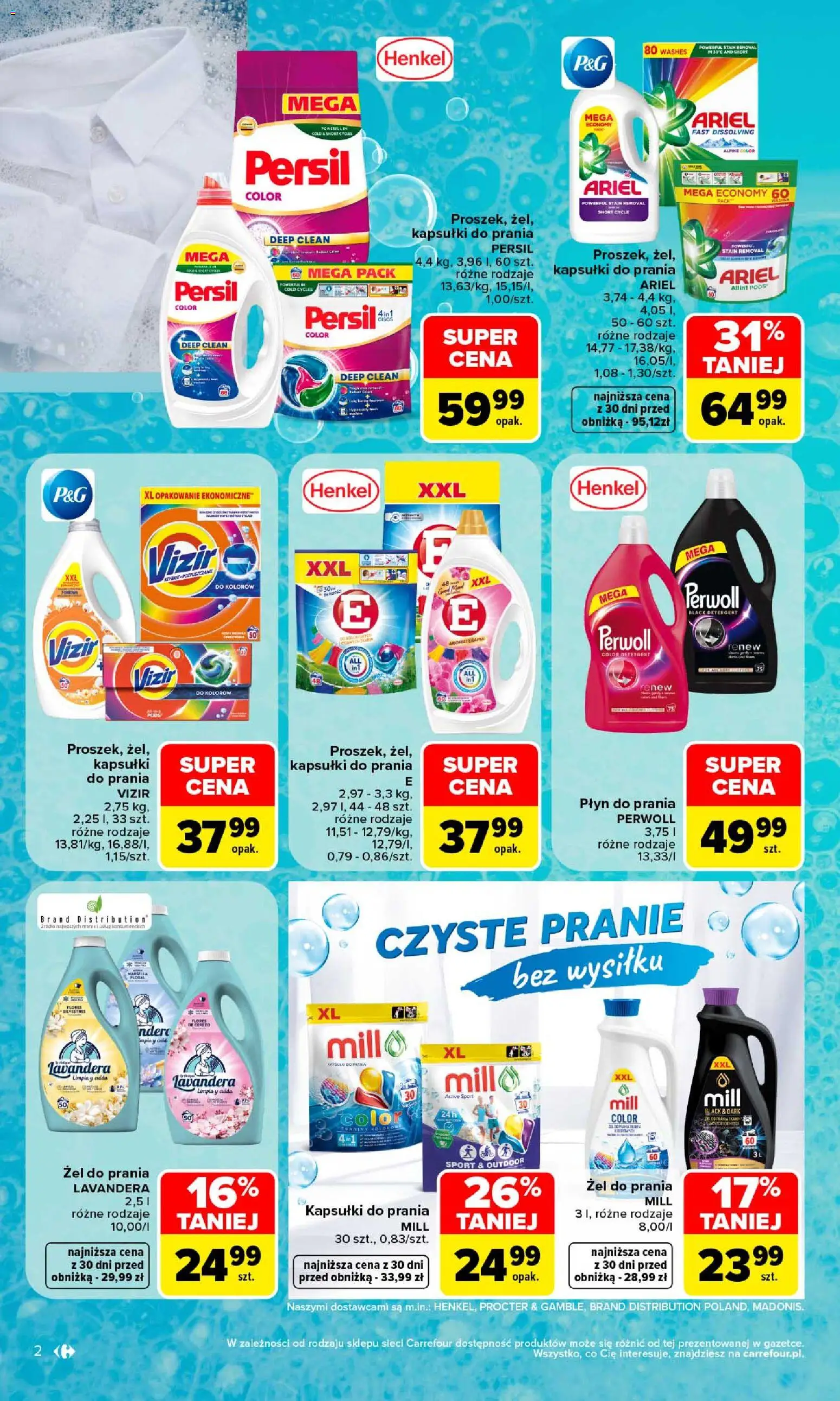 Carrefour gazetka - Porządki pełne okazji od 17.08.2026 | Strona: 2 | Produkty: Kapsułki do prania mill, Kapsułki, Ariel, Żel do prania