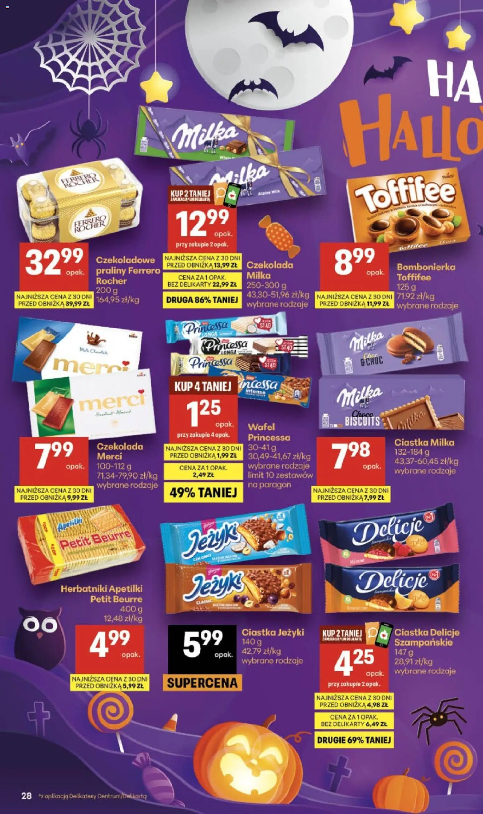 Delikatesy Centrum gazetka od 22.10.2026 | Strona: 28 | Produkty: Ciastka Jeżyki, Bombonierka, Czekolada, Ciastka
