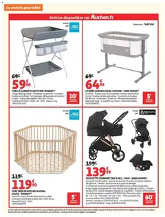 Auchan - Prévisualisation de LIT BÉBÉ CODOCO ULTRA-CONFORT - DODI NANIA, 0-6 mois - À placer près du lit (cododo) - Matelas ultra confort (4 cm) - Position inclinée anti-reflux - 5 positions de hauteur (74-86 cm) - Dimensions : 42x80 cm - Revêtement polyester nettoyage facile - 4 roulettes avec freins - Pieds rétractables valide à partir de 25/08/2026 | Page: 30 | Produits: Ceinture, Lit, Table, Table à langer