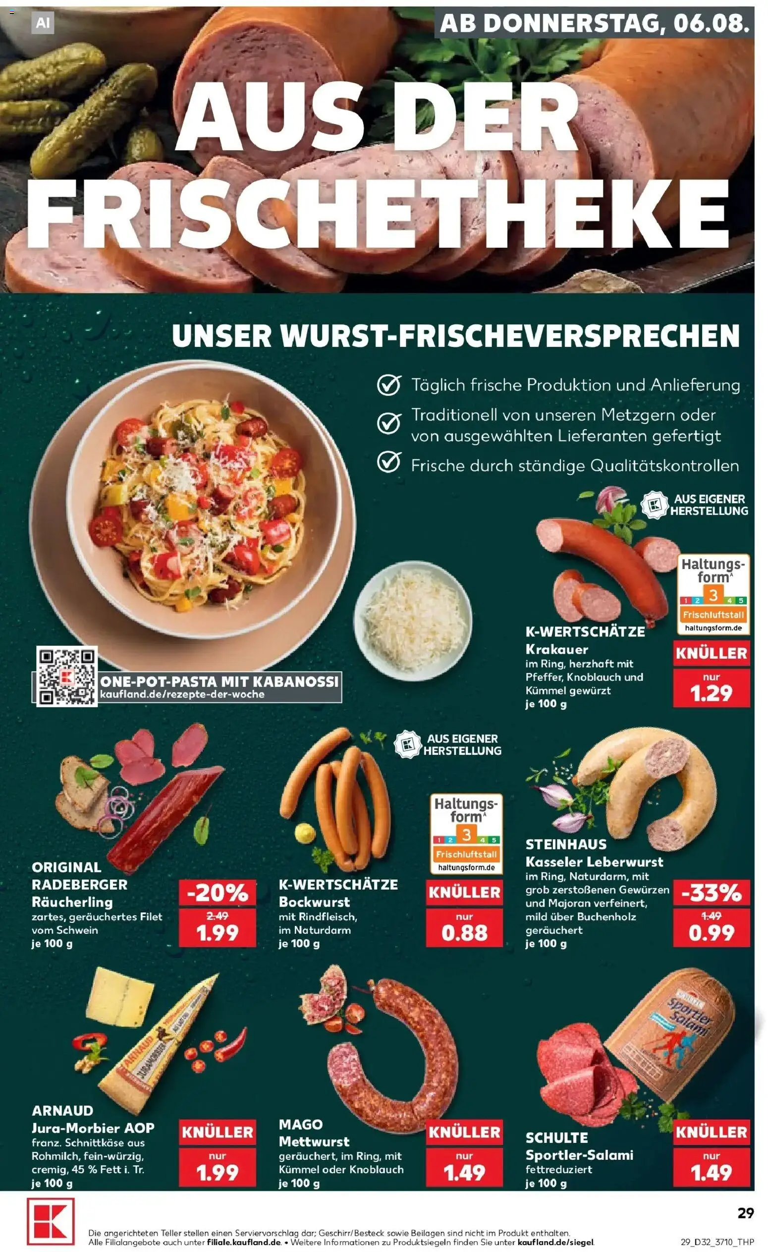 Prospekt Kaufland ab 06.08.2026 » Angebote Online zum Blättern | Seite: 29 | Produkte: Beilagen, Bockwurst, Knoblauch, Salami