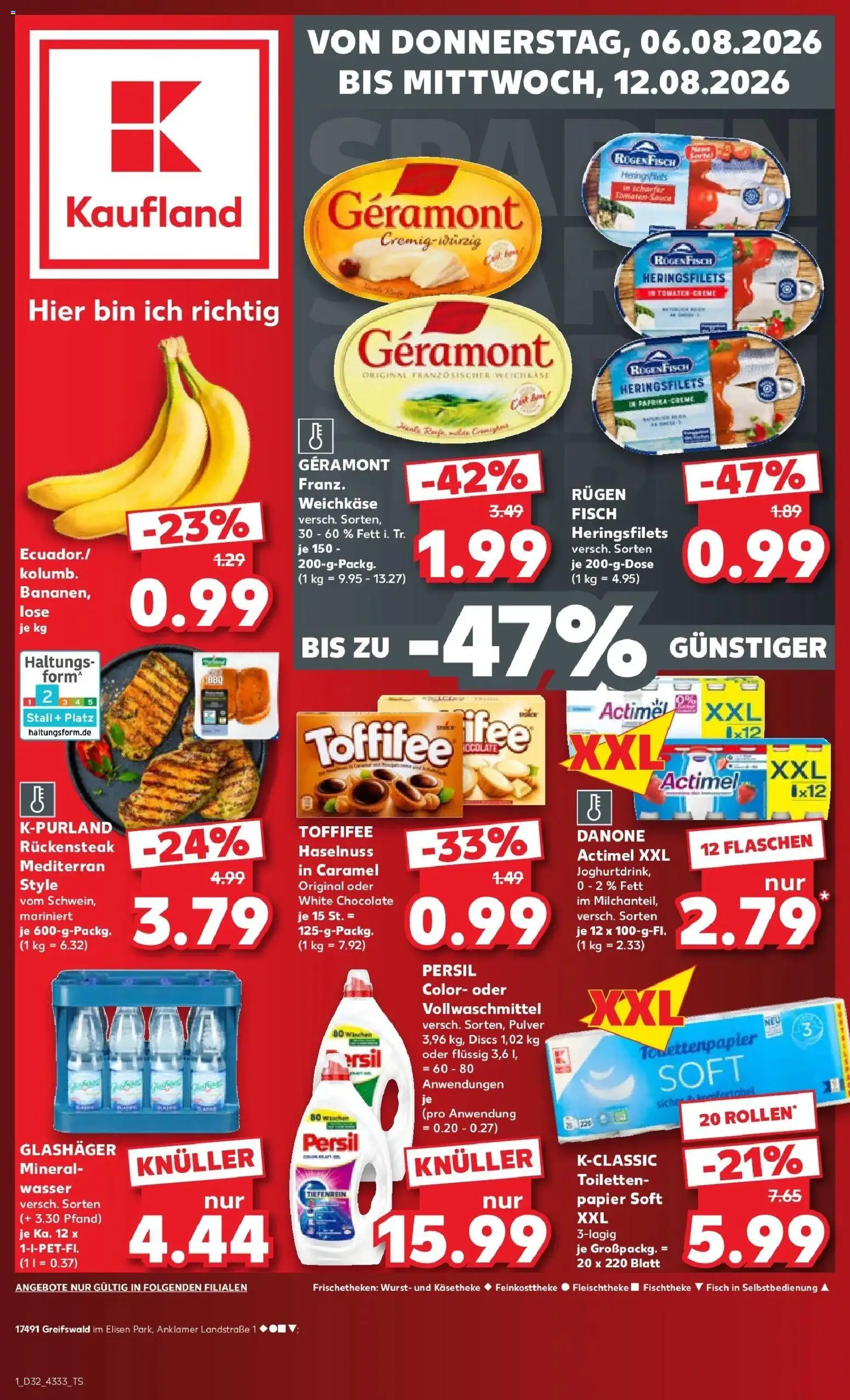 Prospekt Kaufland ab 06.08.2026 » Angebote Online zum Blättern | Seite: 1 | Produkte: Geramont, Fisch, Wasser, Wurst