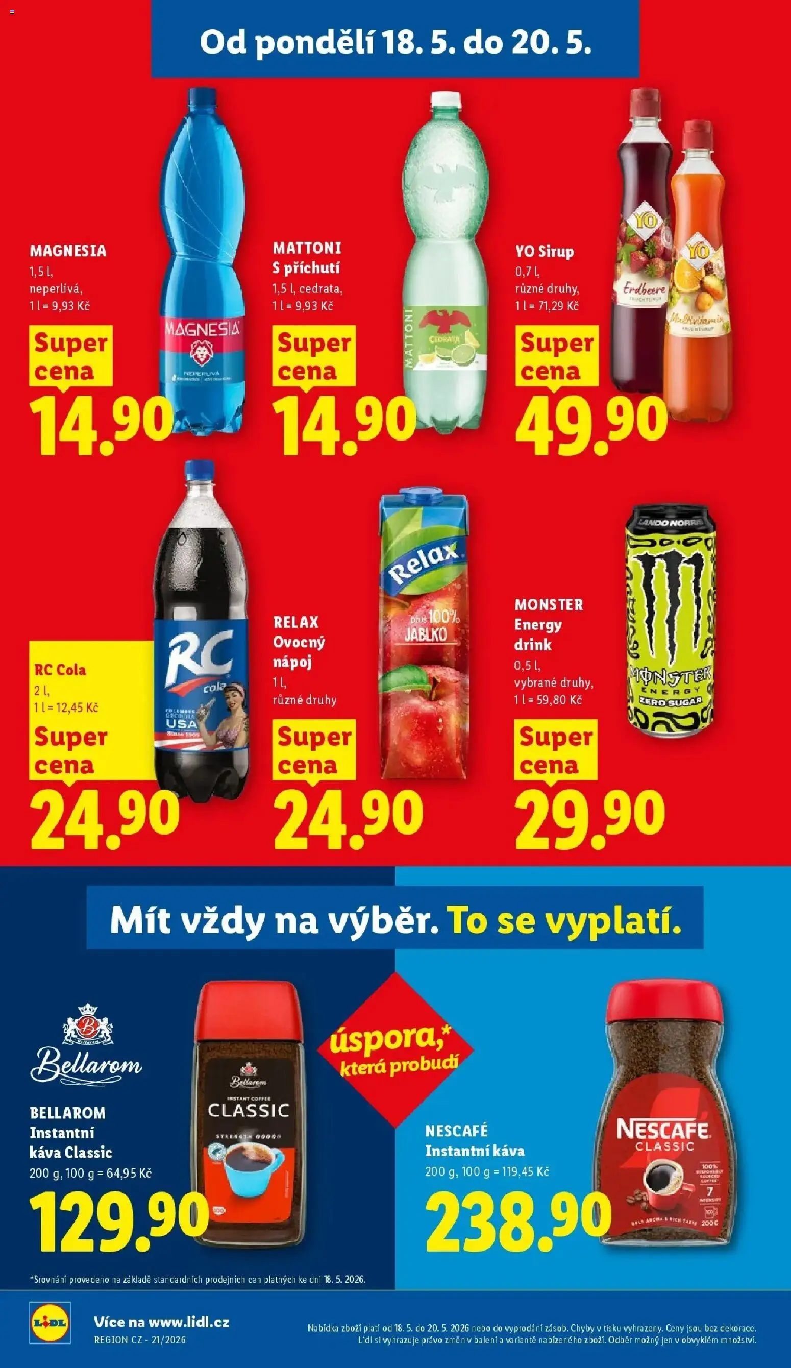 Lidl aktuální leták od 18.05.2026 | Strana: 28 | Produkty: Magnesia, Bellarom, RC Cola, Energy drink