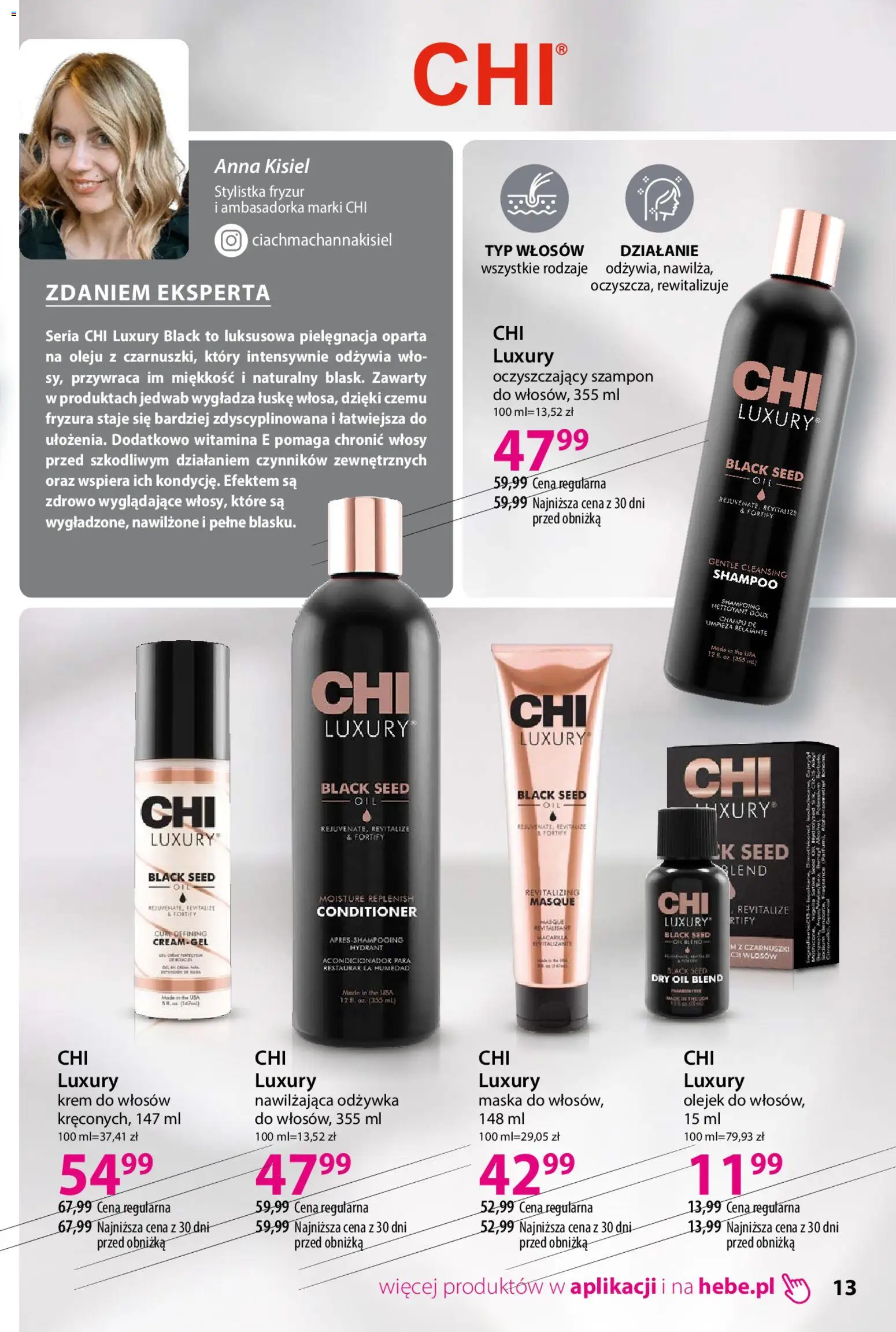 Hebe gazetka - Katalog od 04.08.2026 | Strona: 13 | Produkty: Szampon, Odżywka, Maska, Krem