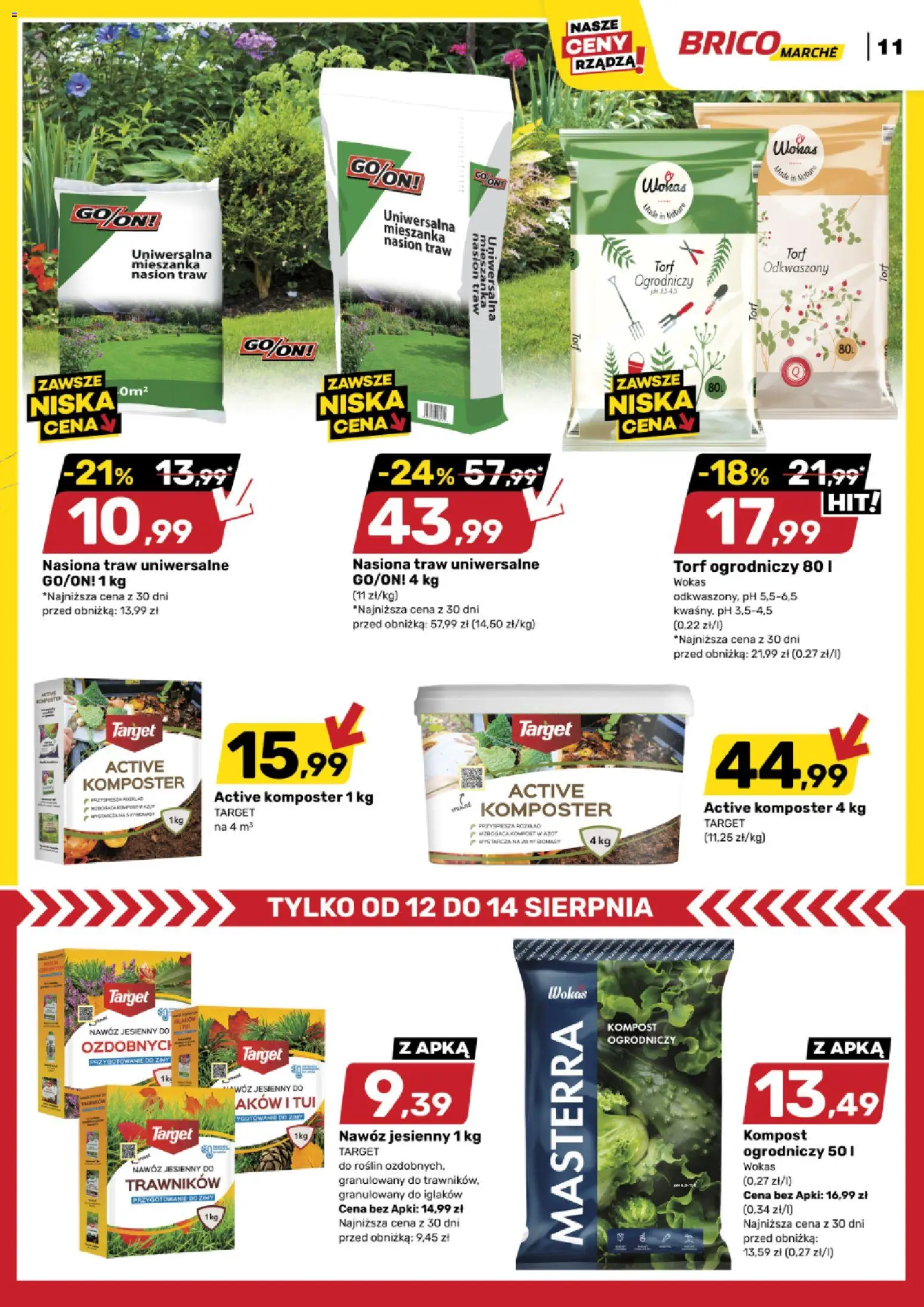 Brico Marché gazetka od 12.08.2026 | Strona: 12 | Produkty: Torf, Nasiona, Nawóz