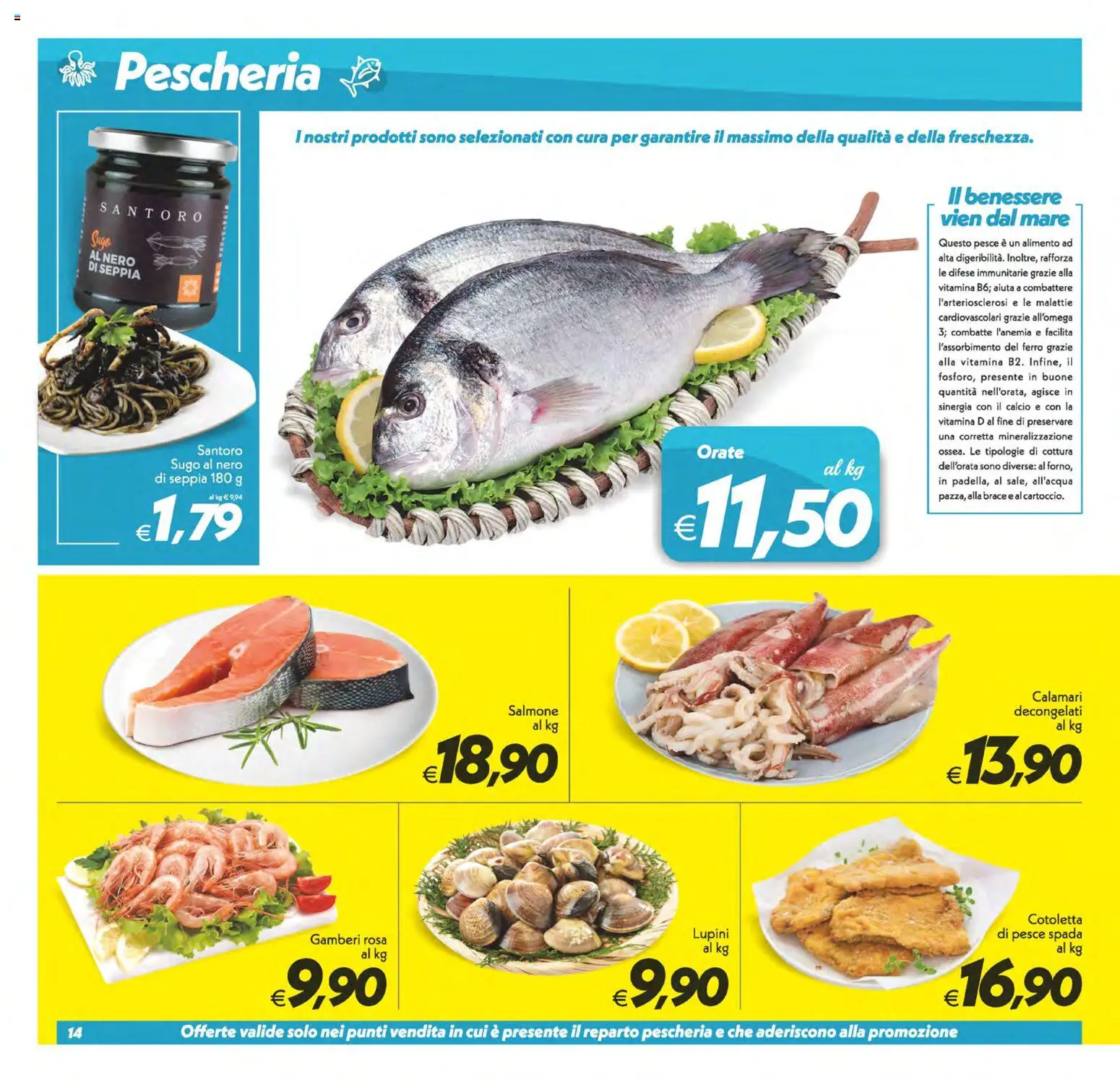 Volantino SuperConveniente del 11/09/2026 | Pagina: 14 | Prodotti: Salmone, Calamari, Ferro, Pesce spada