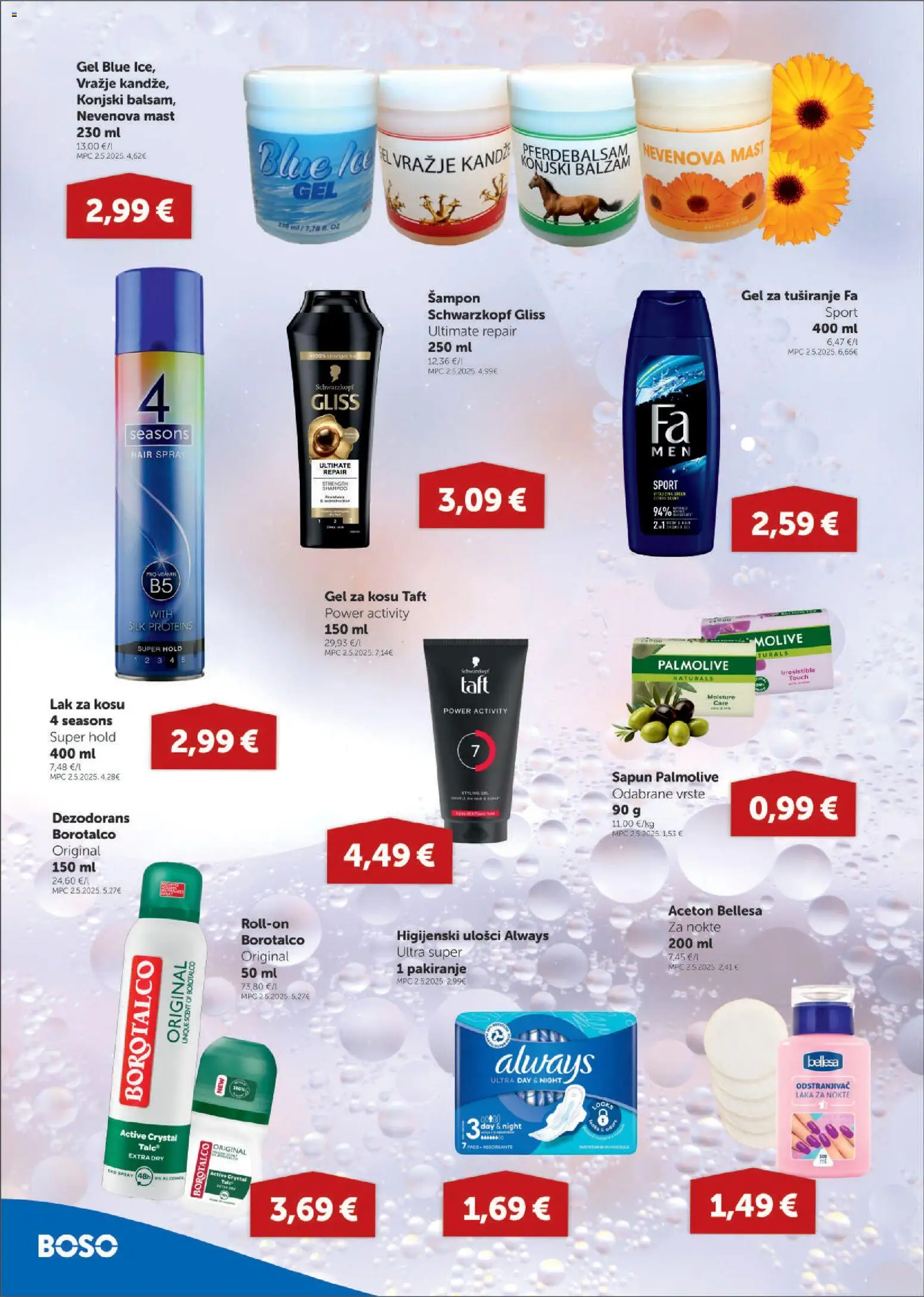 Boso katalog | vrijedi od 12.03.2026 | Stranica: 12 | Proizvodi: Odstranjivač laka za nokte, Dezodorans, PC, Borotalco