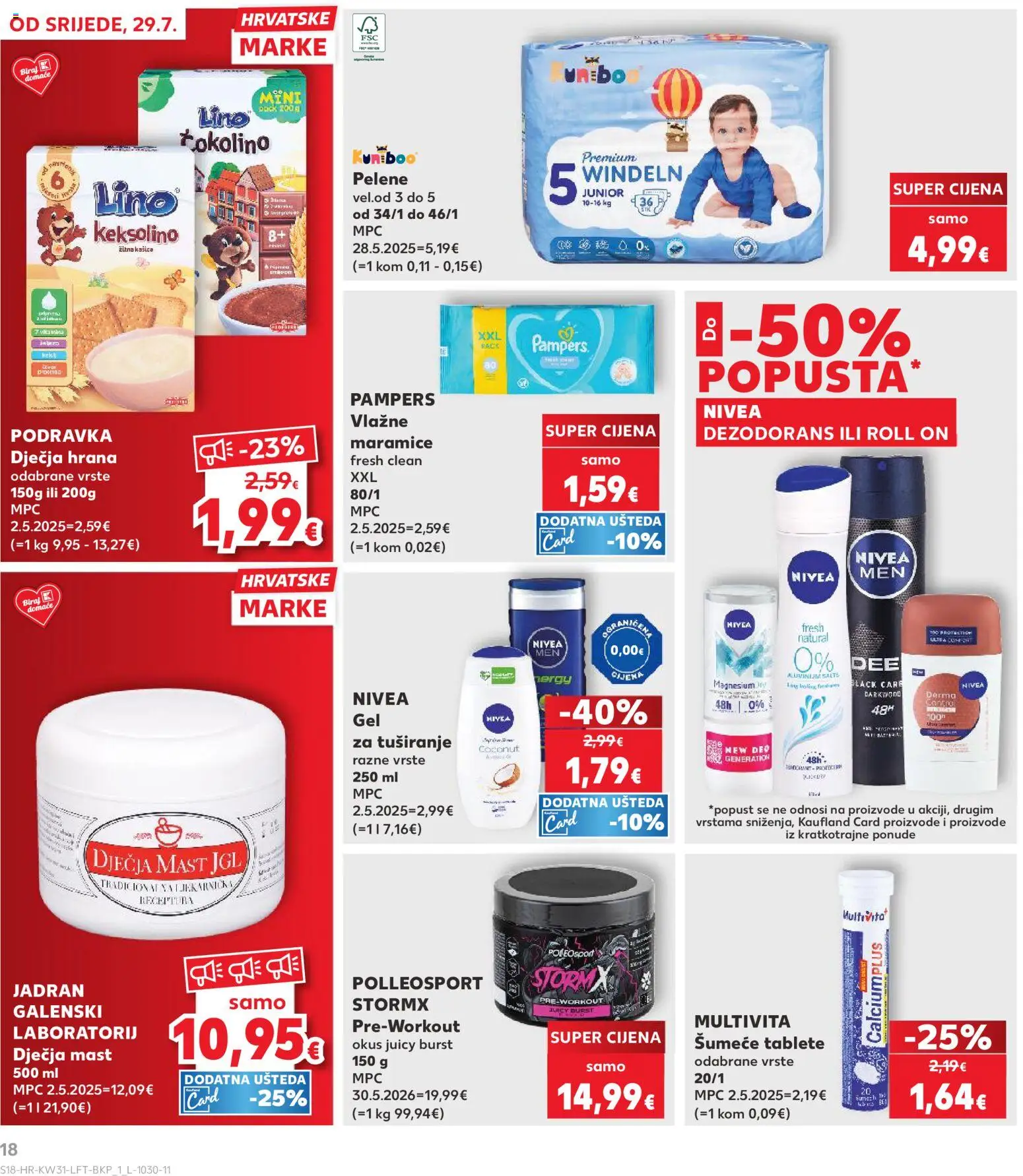 Kaufland katalog | vrijedi od 29.07.2026 | Stranica: 18 | Proizvodi: Pelene, Keksolino, Vlažne maramice, Dječja hrana