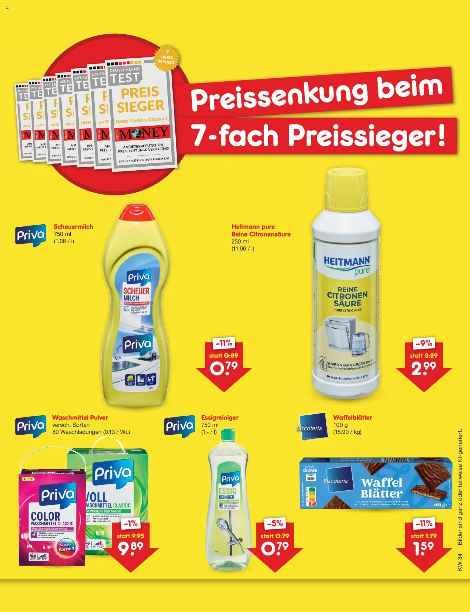 Netto Marken-Discount Preissenkung auf Dauer – gültig ab 17.08.2026 | Seite: 2 | Produkte: Milch, Essig, Kalk, Bilder