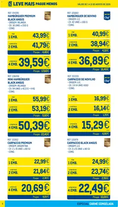 Pré-visualização Makro Leve Mais Pague Menos - Carne Congelada válido de 01/08/2026 | Página: 4 | Produtos: Hambúrguer, Carpaccio, Carpaccio de novilho, Carne