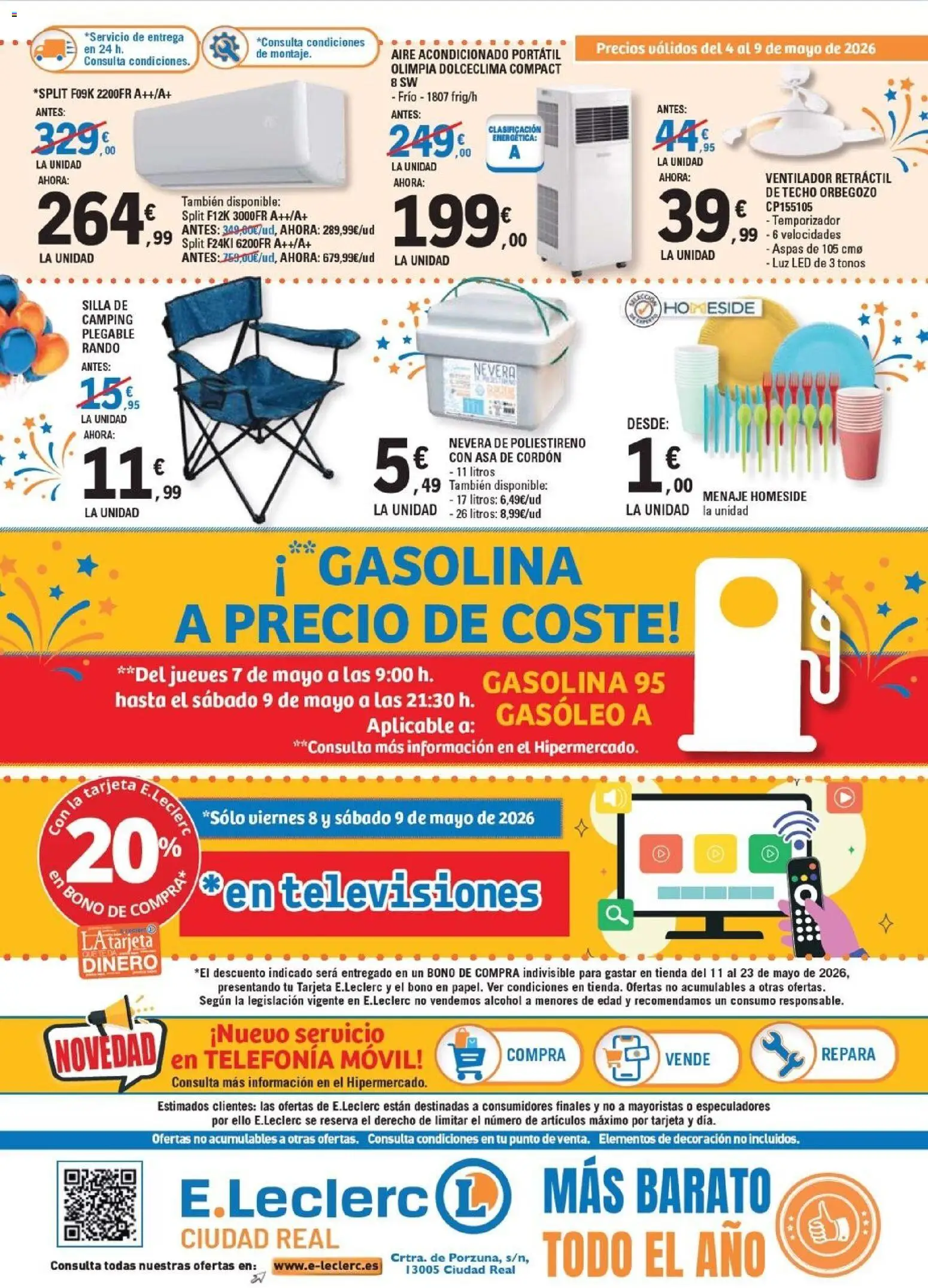 E.Leclerc Ciudad Real │ válido desde el 04.05.2026 | Página: 4 | Productos: Aire acondicionado, Nevera, Ventilador, Silla
