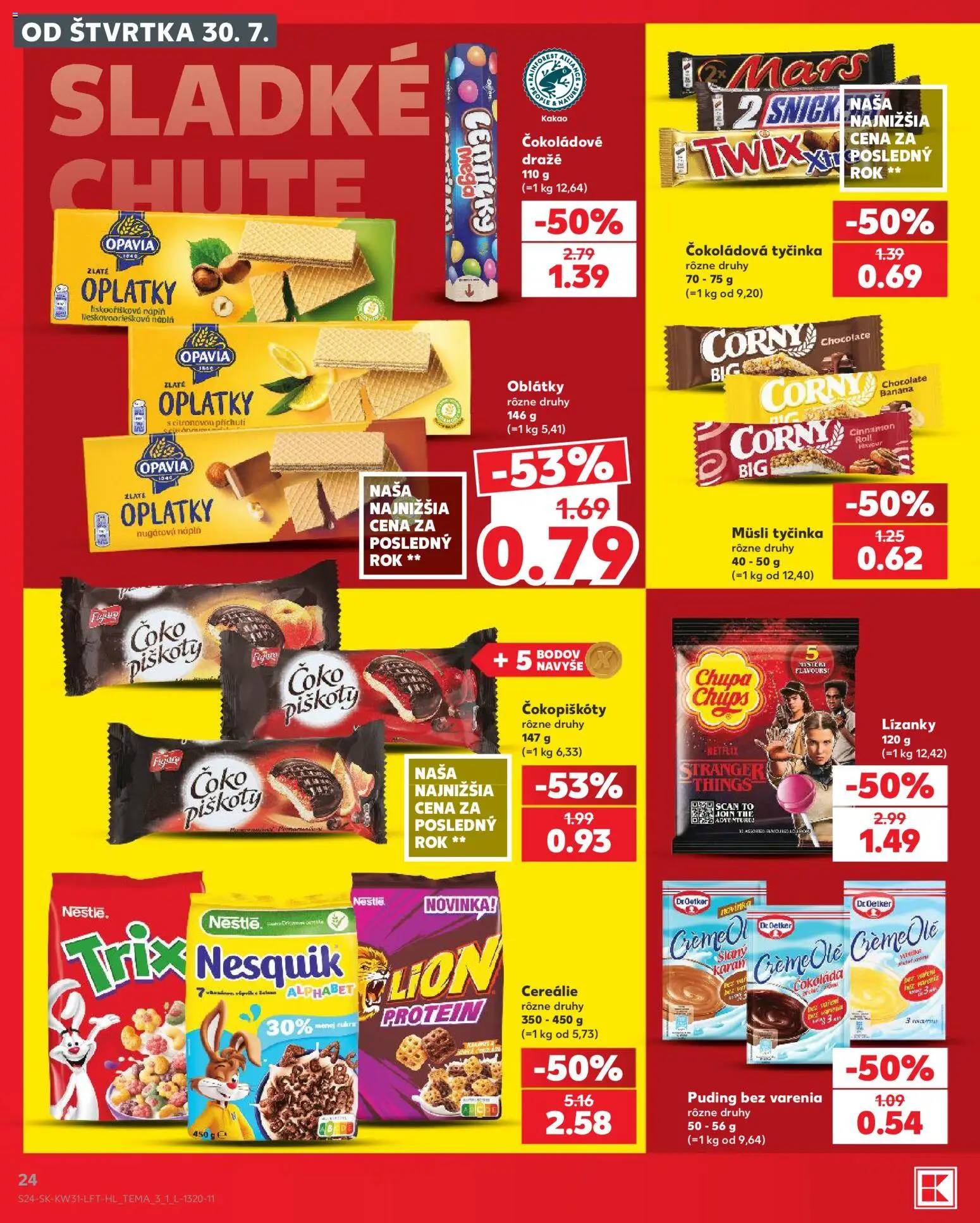 Nové Kaufland akcie – leták je platný od 30.07.2026 | Strana: 24 | Produkty: Puding, Cereálie, Nesquik, Kakao