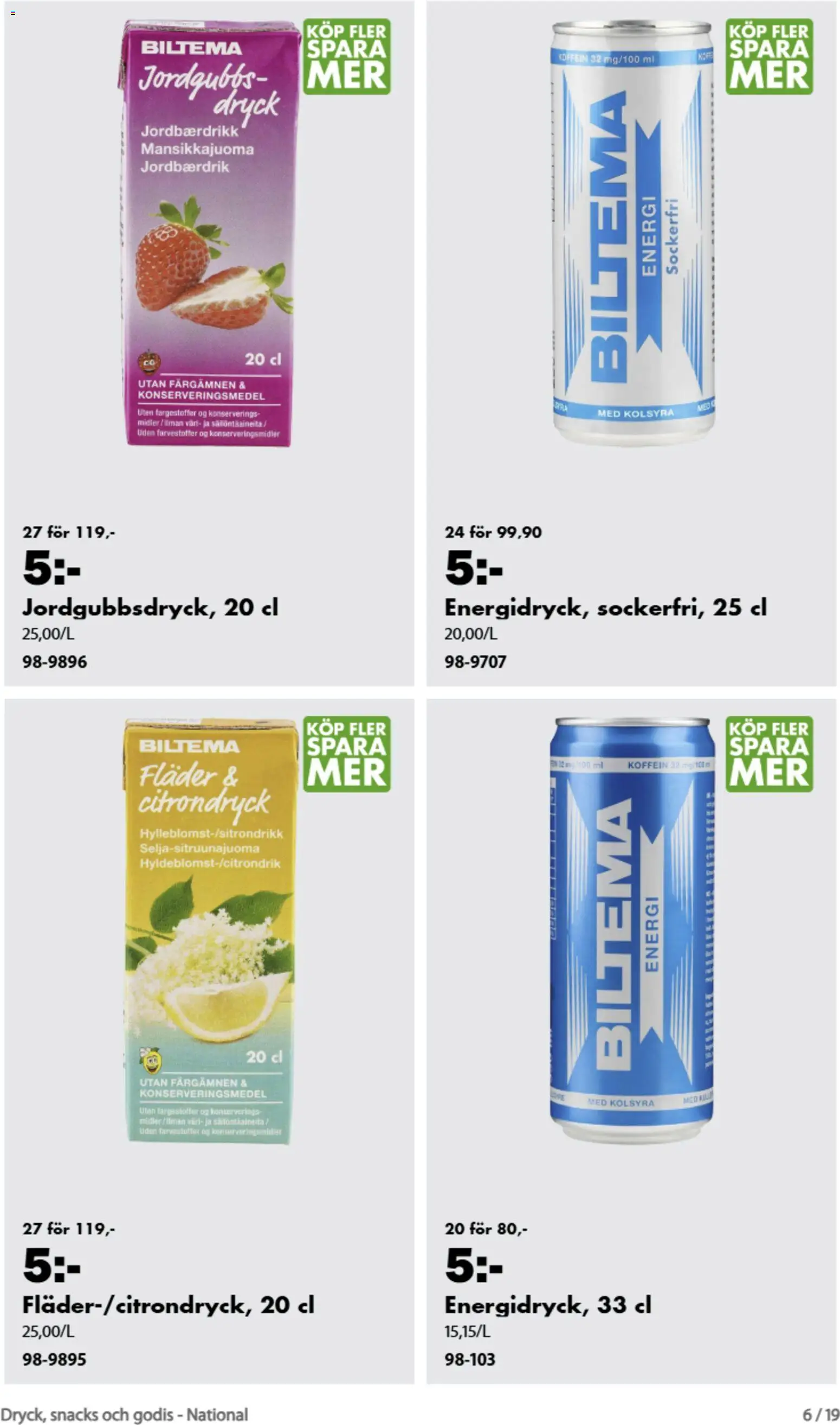 Biltema reklamblad aktuell från 21/08/2026 | Sida: 6 | Produkter: Snacks, Godis