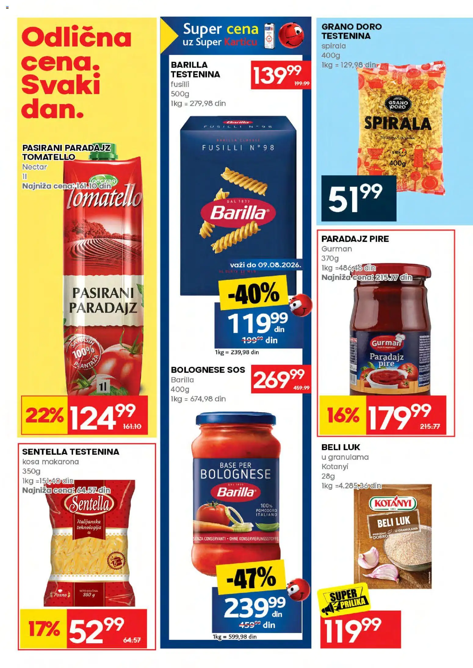 Mercator katalog - važi od 06.08.2026 | Strana: 36 | Proizvode: Testenina, Pasirani paradajz, Beli luk, Paradajz
