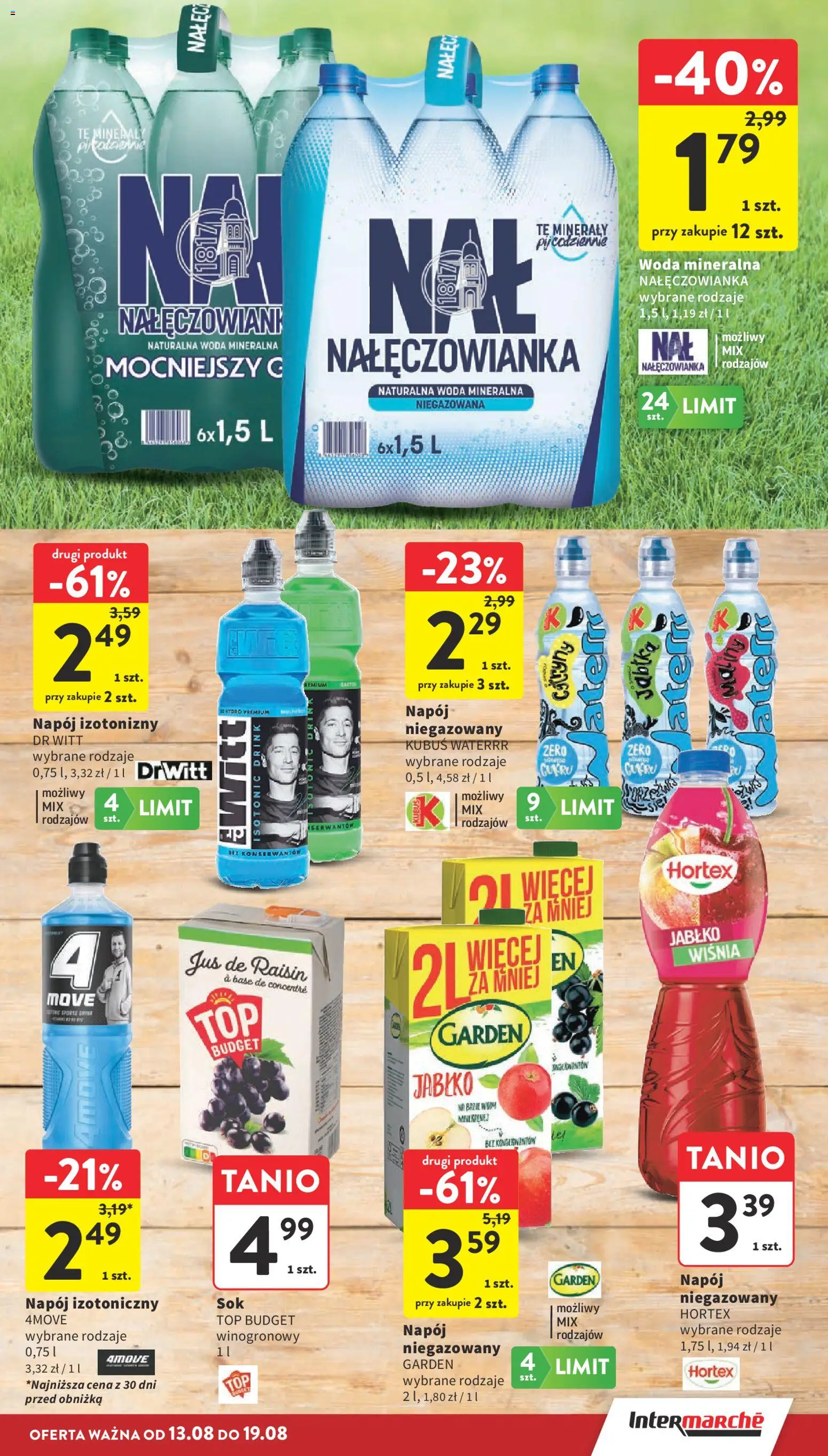 Intermarche gazetka od 13.08.2026 | Strona: 15 | Produkty: Top, Woda mineralna Nałęczowianka, Kubuś, Woda mineralna