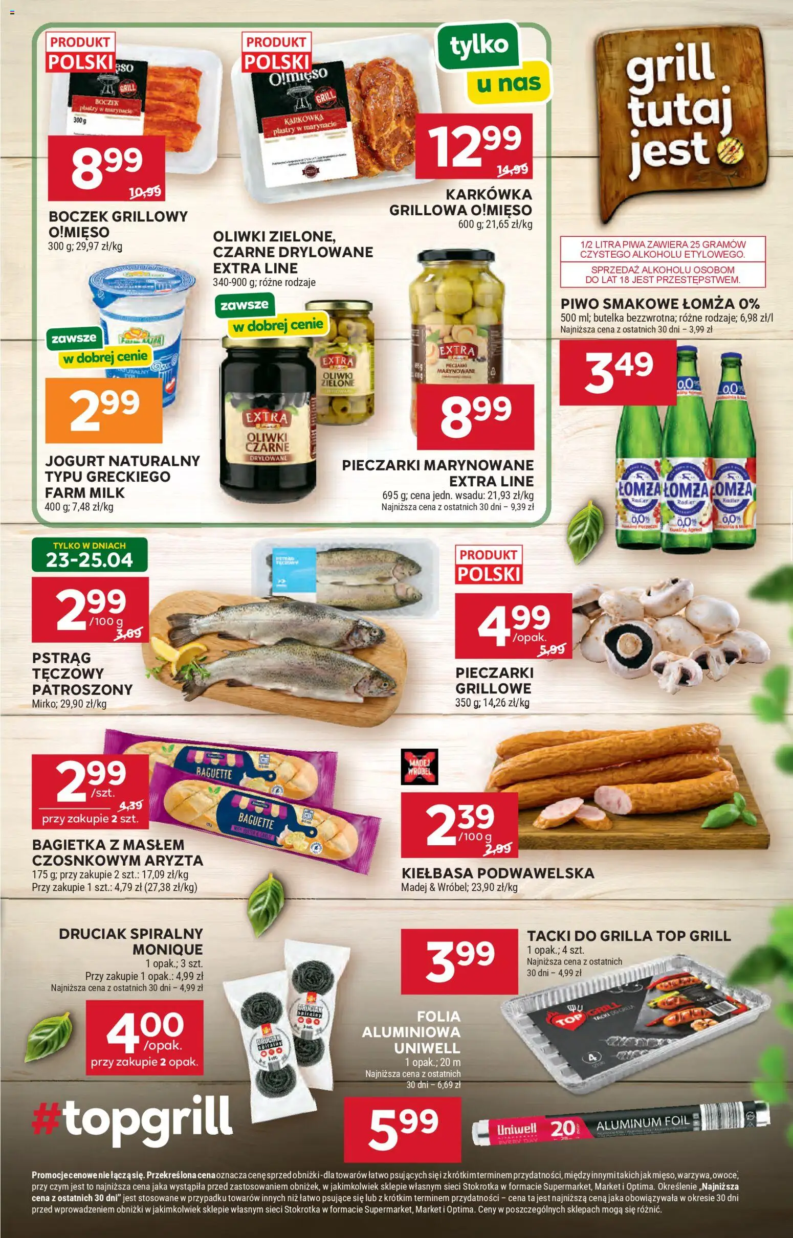 Stokrotka gazetka od 23.04.2026 | Strona: 13 | Produkty: Top, Pieczarki, Pstrąg, Boczek