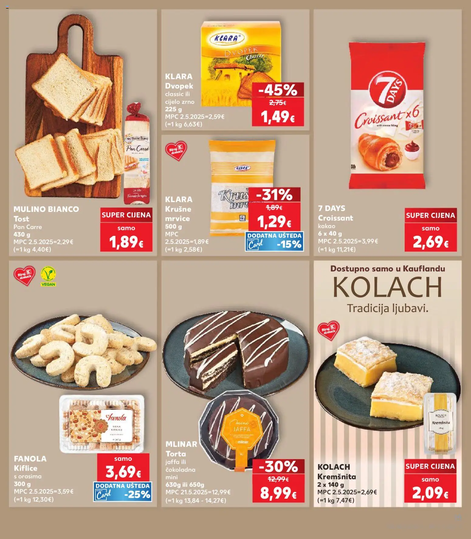 Kaufland katalog | vrijedi od 17.06.2026 | Stranica: 15 | Proizvodi: Kiflice, Krušne mrvice, Dvopek, Kakao
