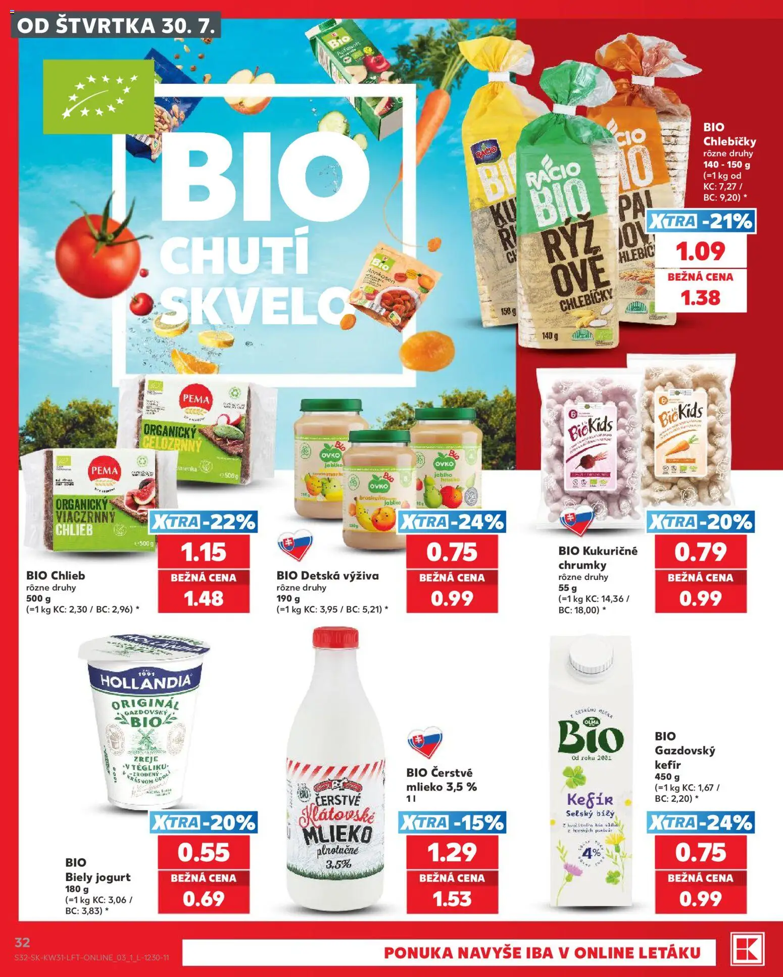 Nové Kaufland akcie – leták je platný od 30.07.2026 | Strana: 32 | Produkty: Mlieko, Jogurt, Chlieb, Biely jogurt