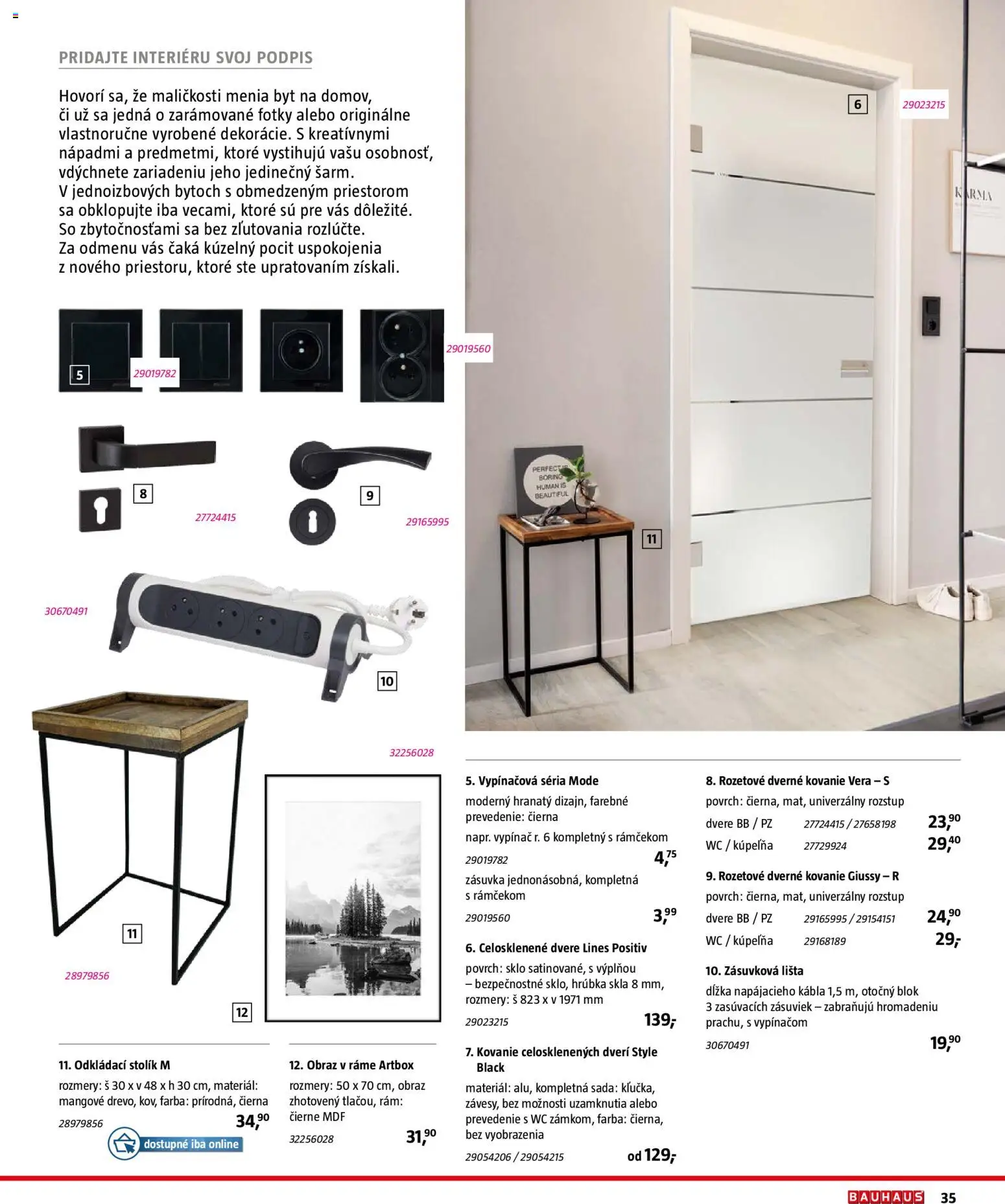 Nové Bauhaus akcie – leták je platný od 03.08.2026 | Strana: 35 | Produkty: Kúpelňa, Odkladací stolík, Kovanie, Rám
