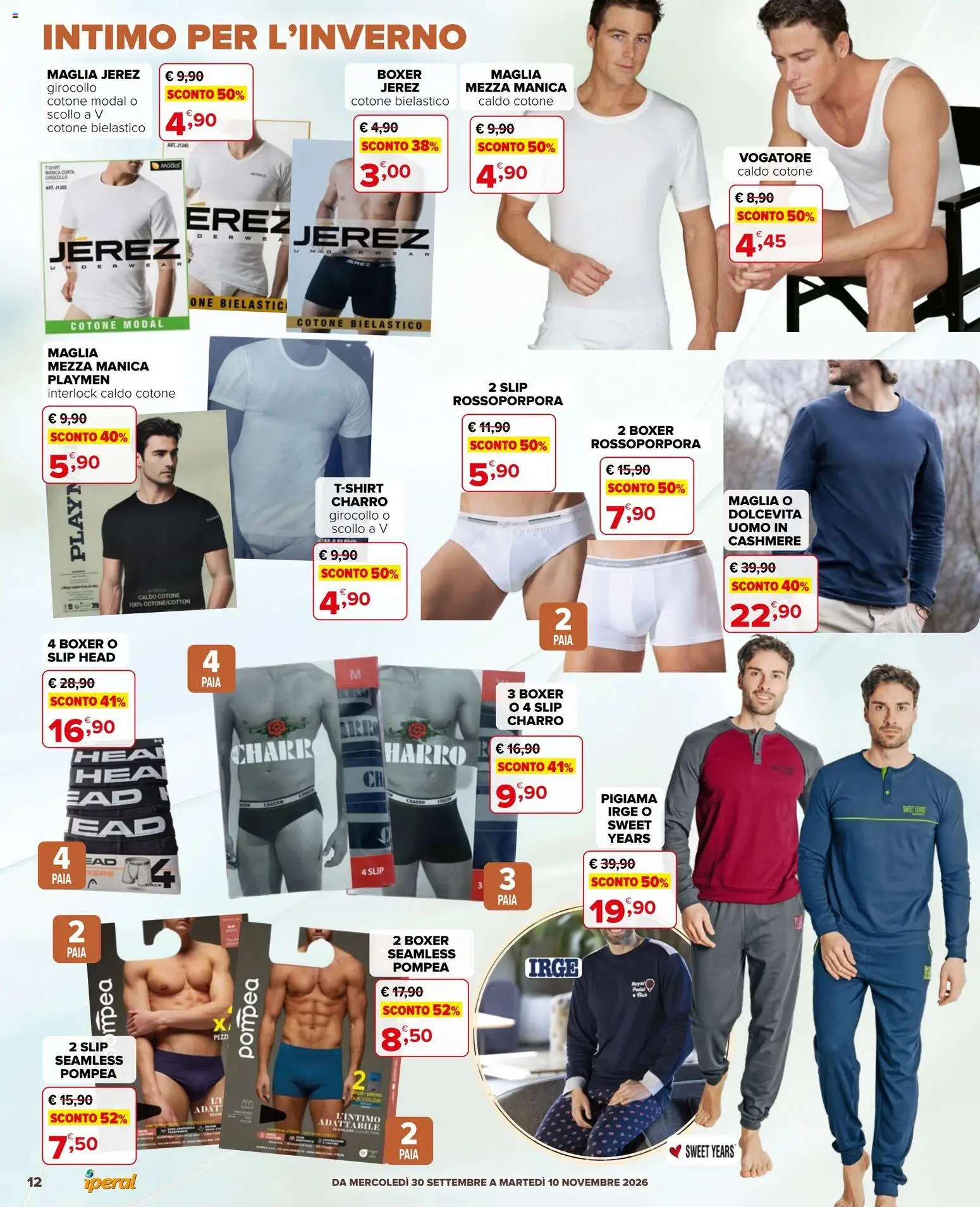 Volantino Iperal del 30/09/2026 | Pagina: 12 | Prodotti: Intimo, Pigiama, Slip, Boxer