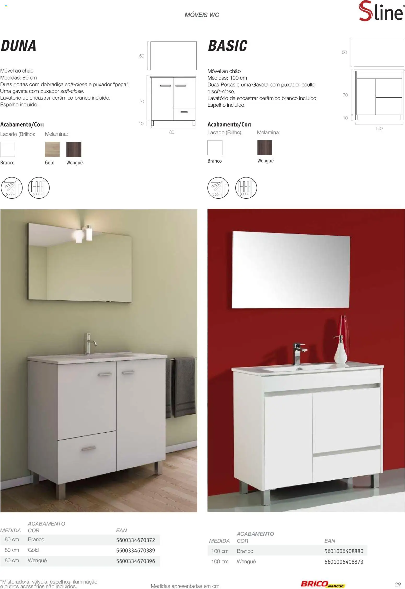 BricoMarché Catálogo de Inspiração Banho │ válido de 15/06/2026 | Página: 29 | Produtos: Portas, Iluminação, Lavatório, Espelho