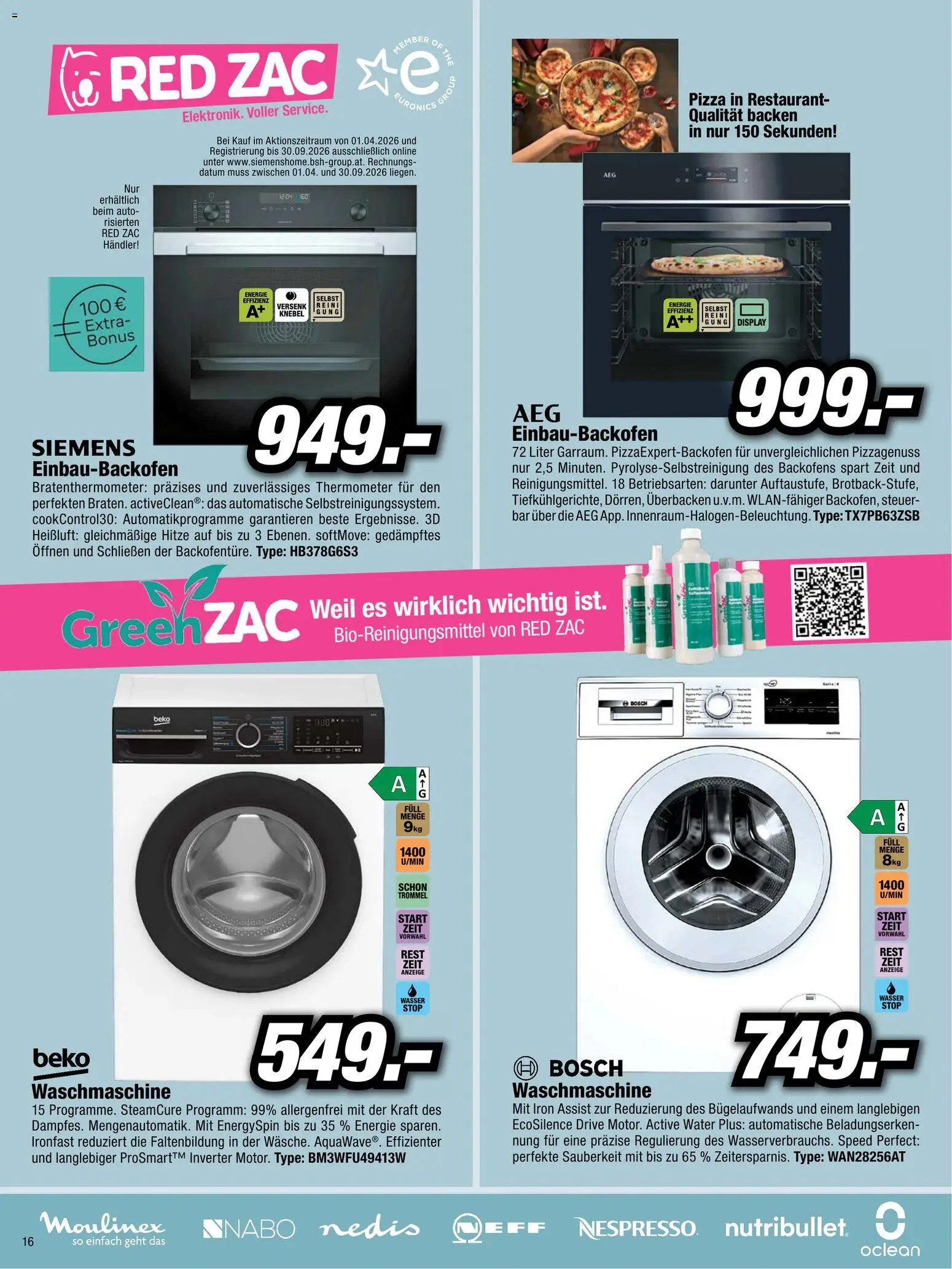 RED ZAC Flugblatt gültig ab 27.05.2026 | Seite: 16 | Produkte: Wasser, Waschmaschine, Thermometer, Pizza