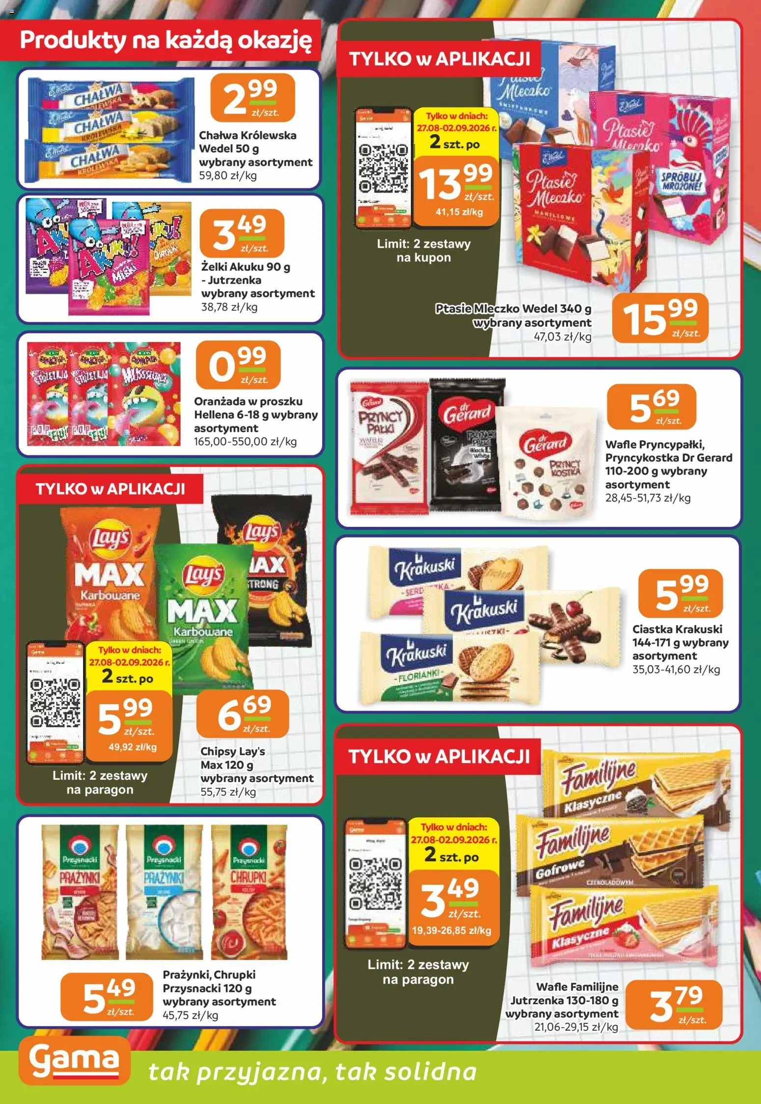 Gama gazetka od 27.08.2026 | Strona: 4 | Produkty: Lays, Ptasie mleczko, Żelki, Ciastka