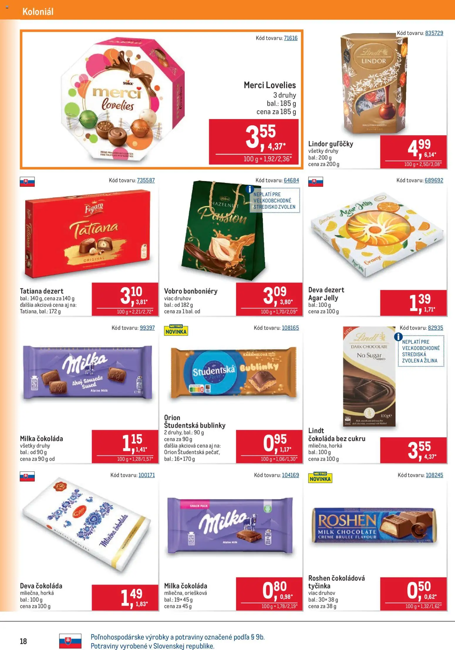 Nové Metro akcie – leták je platný od 15.07.2026 | Strana: 18 | Produkty: Lindor, Merci, Čokoláda, Milka
